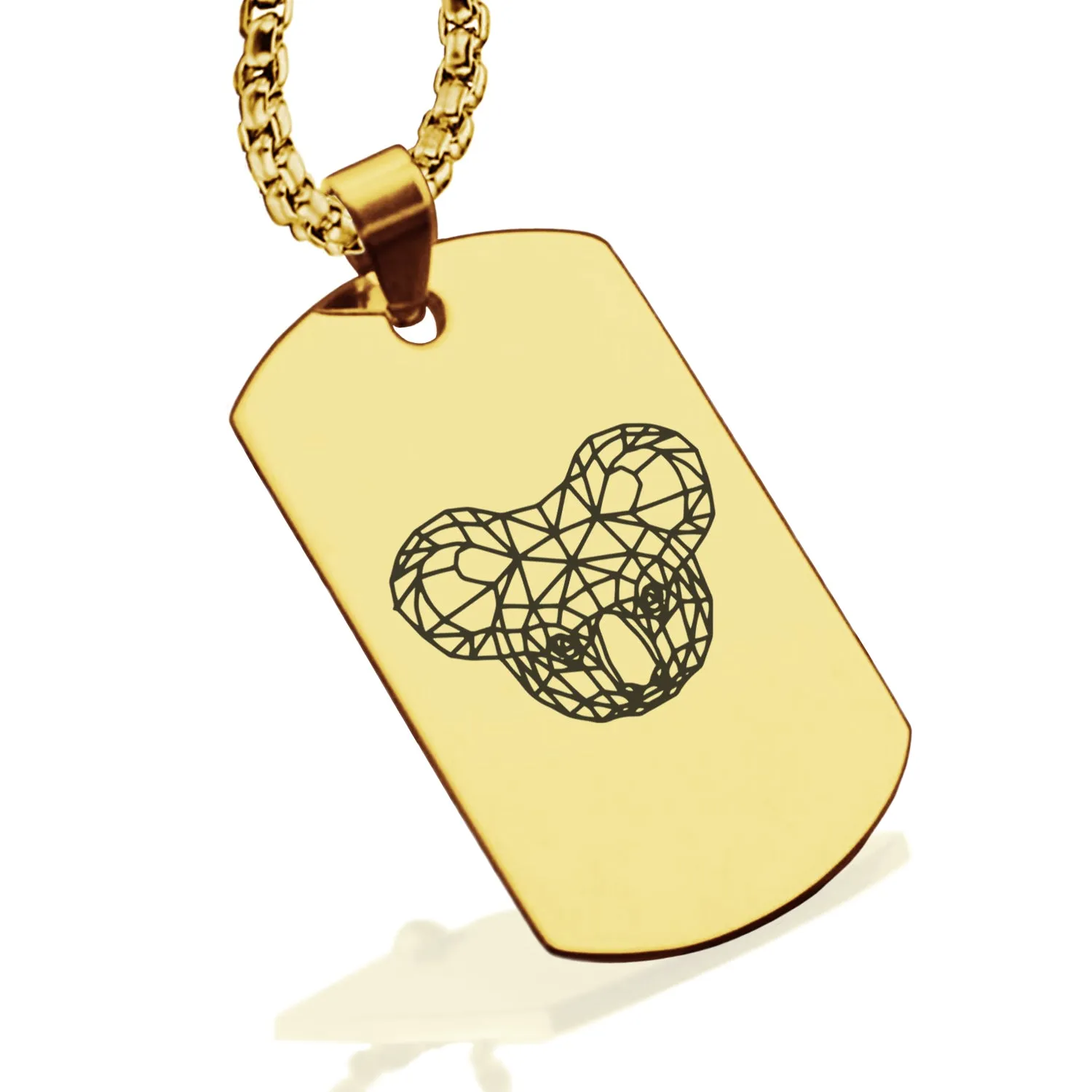 Stainless Steel Geometric Polygon Koala Dog Tag Pendant