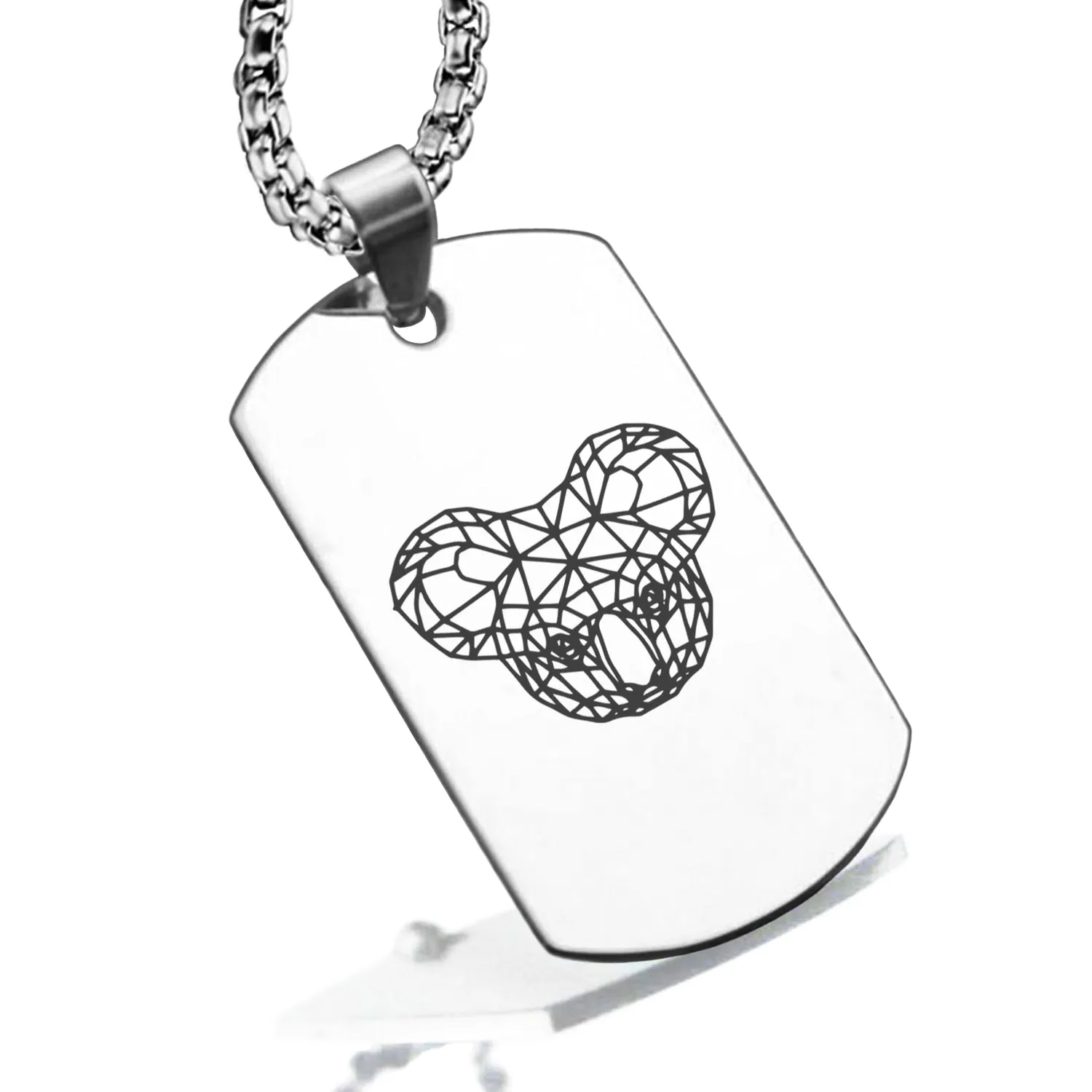 Stainless Steel Geometric Polygon Koala Dog Tag Pendant