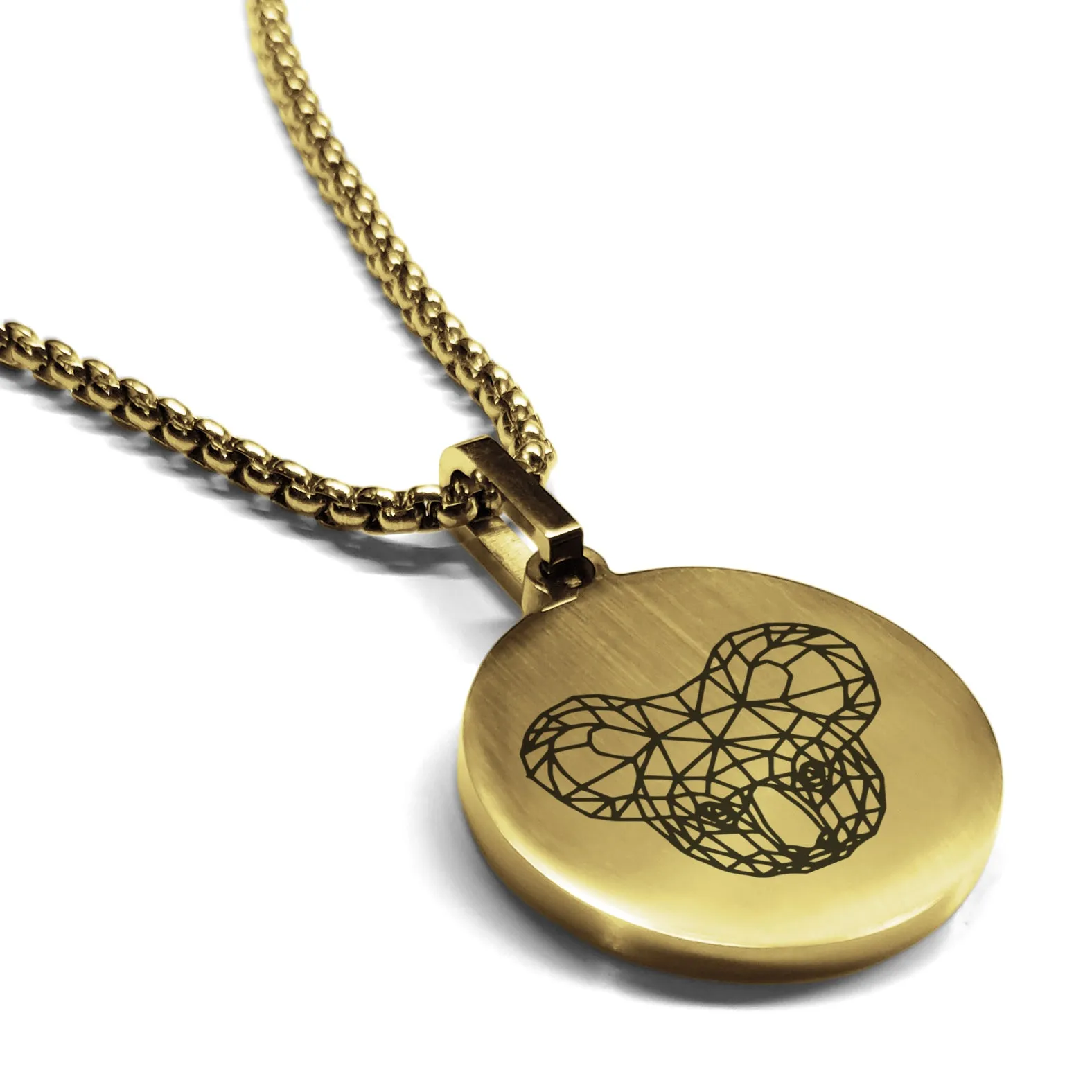 Stainless Steel Geometric Polygon Koala Round Medallion Pendant