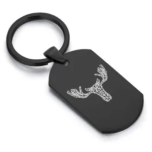 Stainless Steel Geometric Polygon Moose Dog Tag Keychain