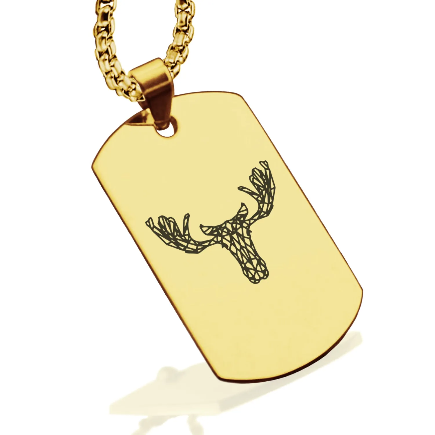 Stainless Steel Geometric Polygon Moose Dog Tag Pendant