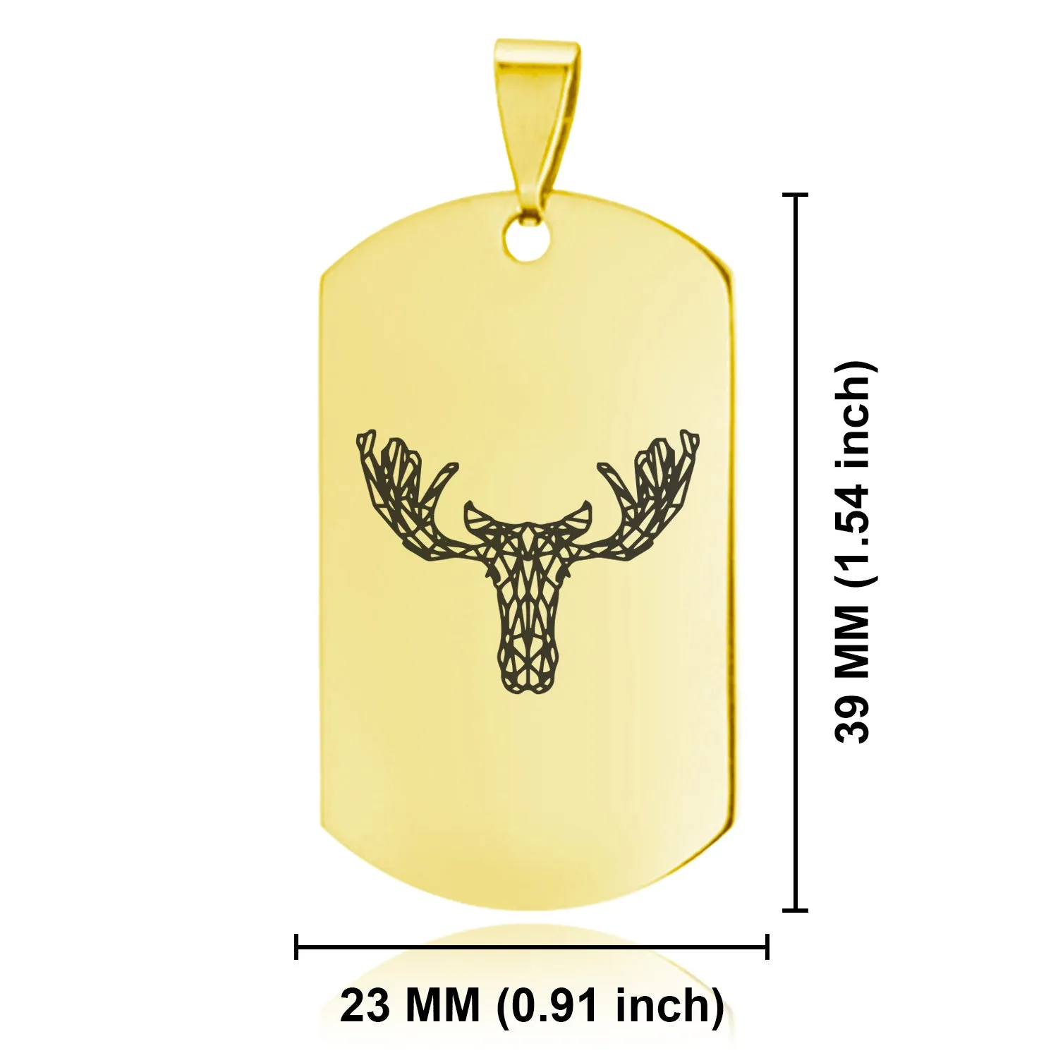 Stainless Steel Geometric Polygon Moose Dog Tag Pendant