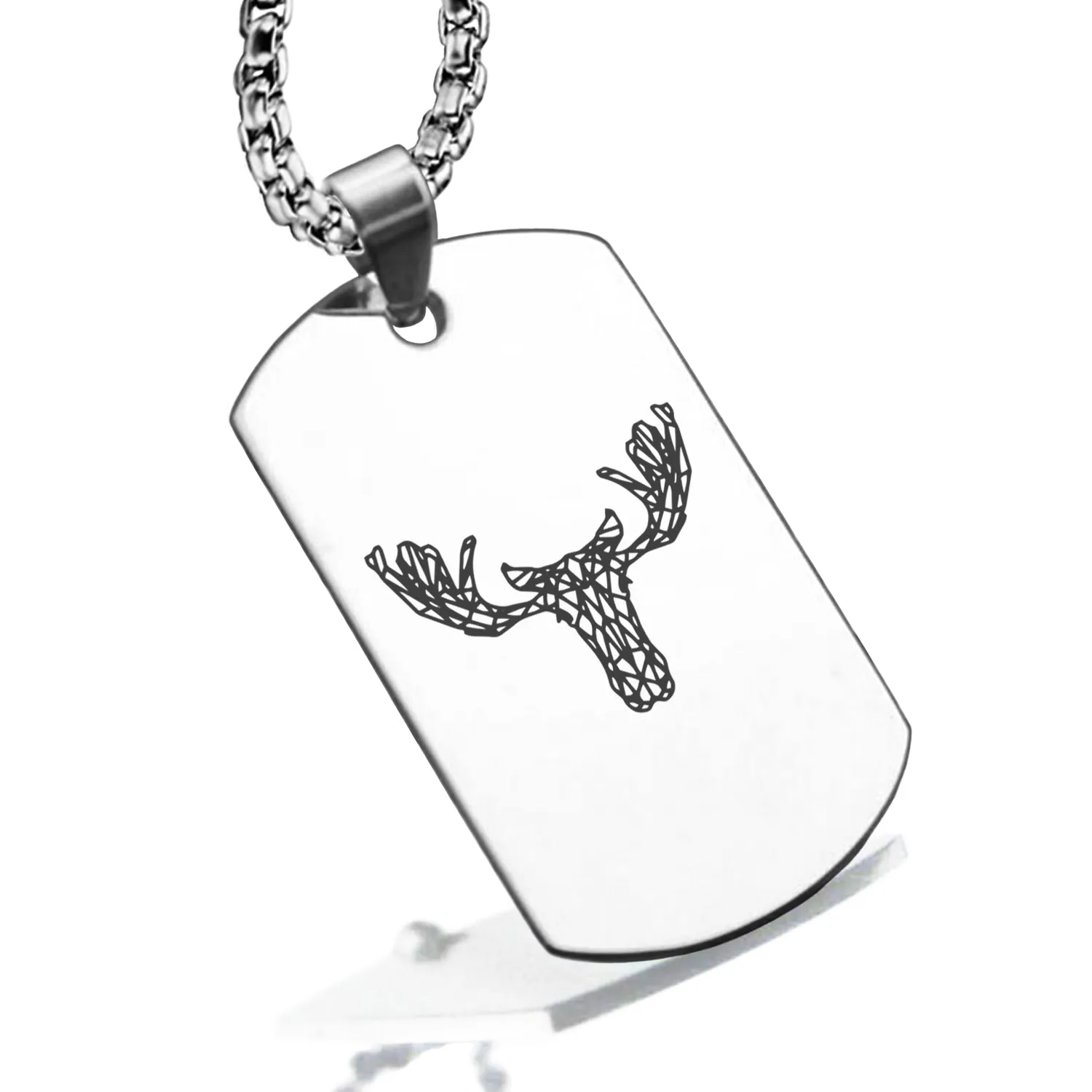 Stainless Steel Geometric Polygon Moose Dog Tag Pendant