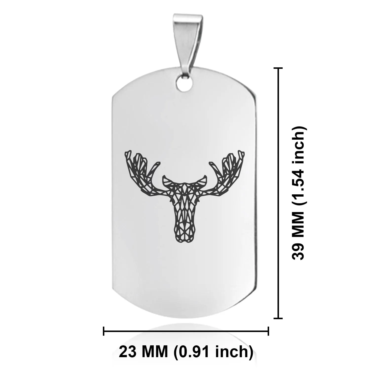 Stainless Steel Geometric Polygon Moose Dog Tag Pendant