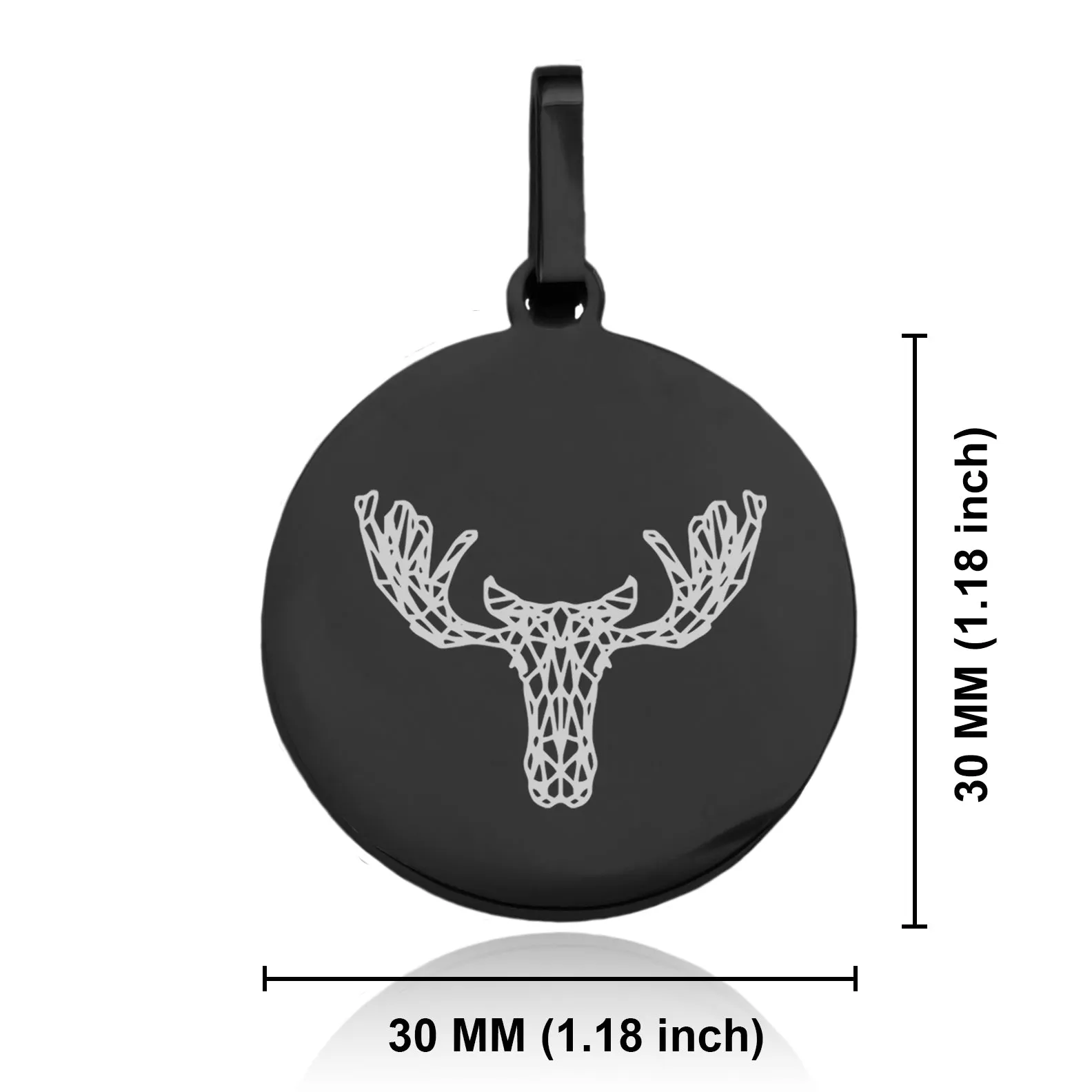Stainless Steel Geometric Polygon Moose Round Medallion Keychain
