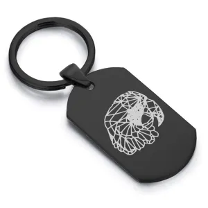 Stainless Steel Geometric Polygon Parrot Dog Tag Keychain