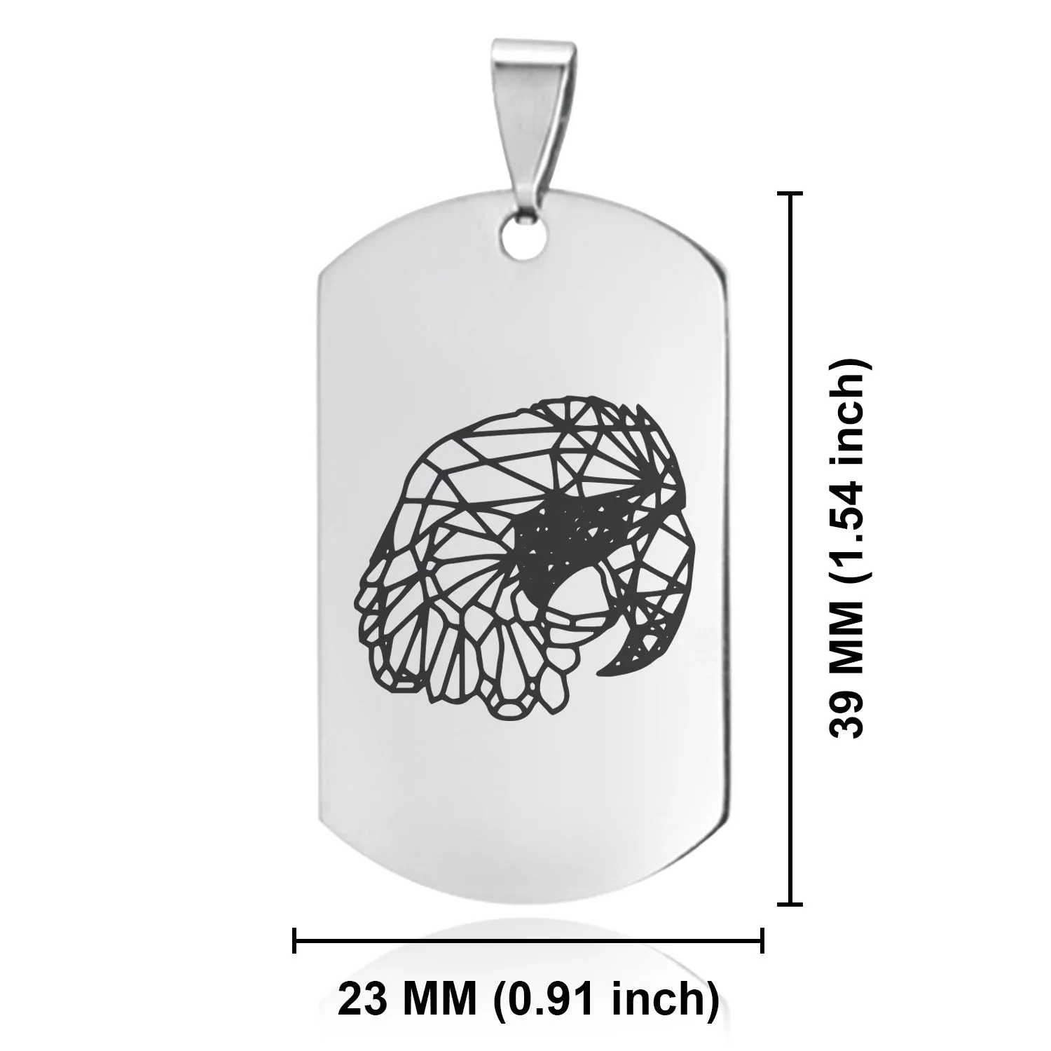 Stainless Steel Geometric Polygon Parrot Dog Tag Keychain