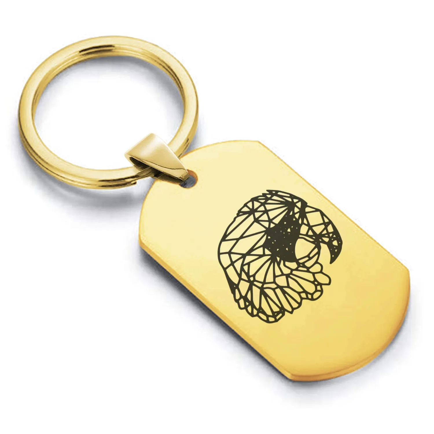 Stainless Steel Geometric Polygon Parrot Dog Tag Keychain