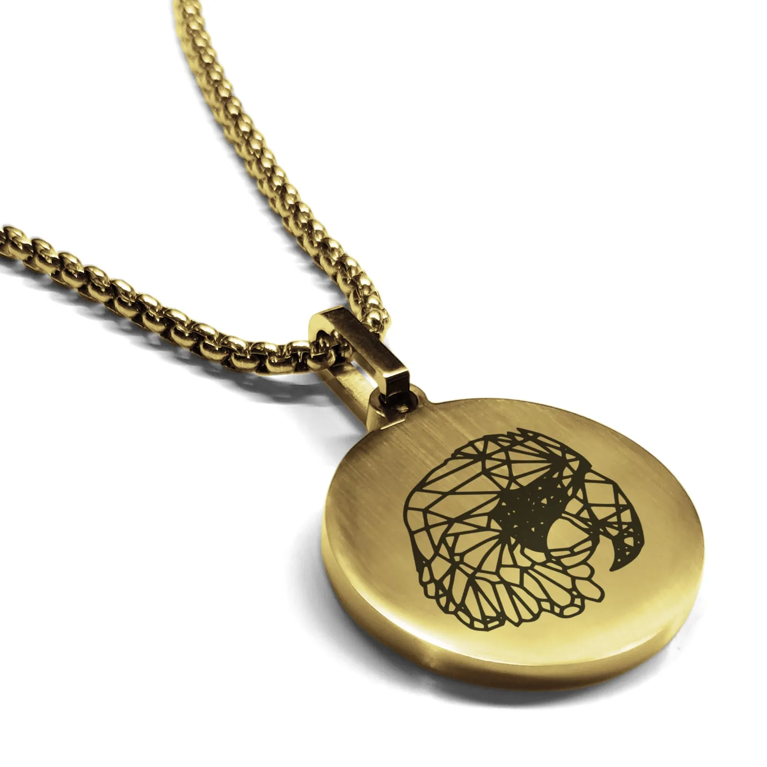 Stainless Steel Geometric Polygon Parrot Round Medallion Pendant