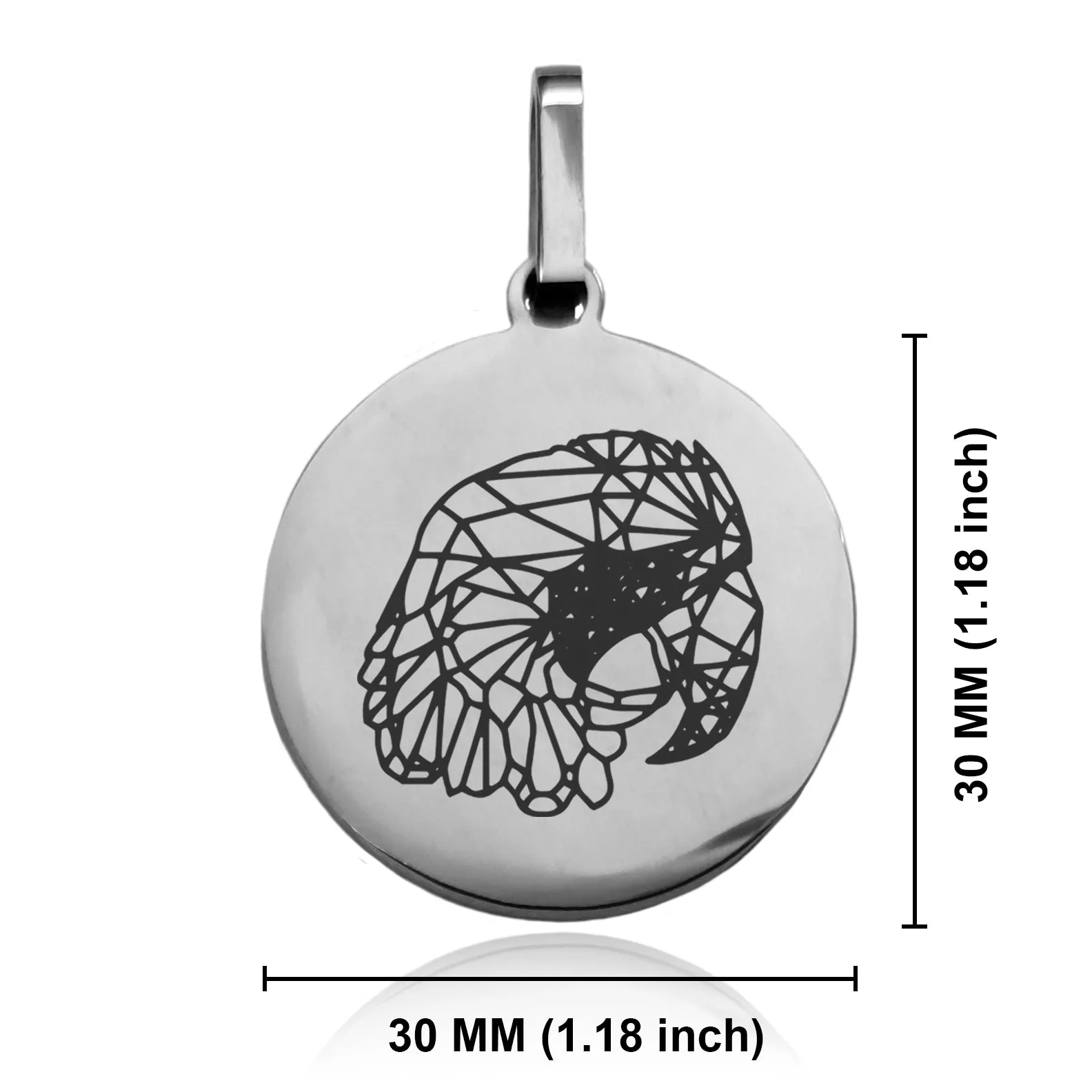 Stainless Steel Geometric Polygon Parrot Round Medallion Pendant