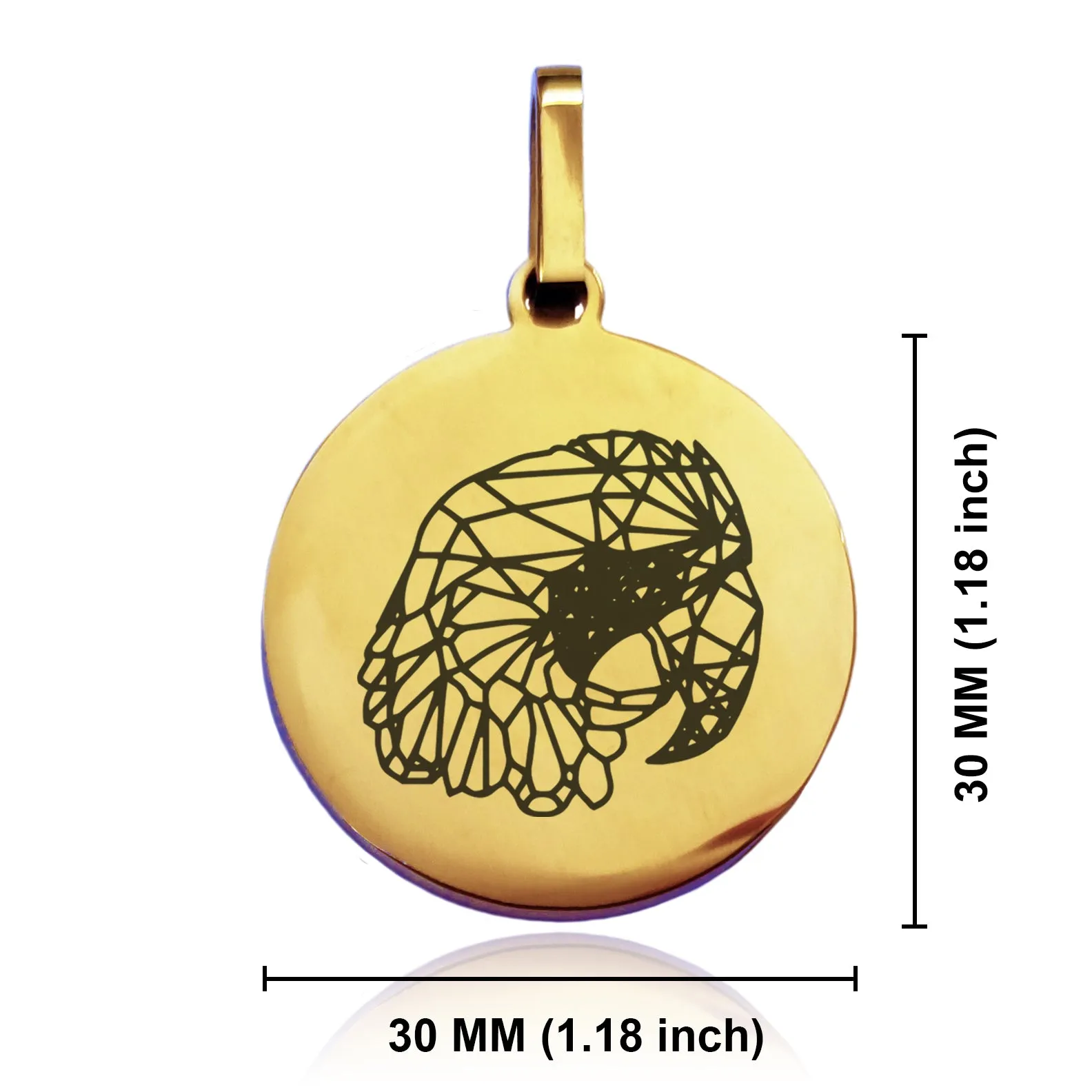 Stainless Steel Geometric Polygon Parrot Round Medallion Pendant