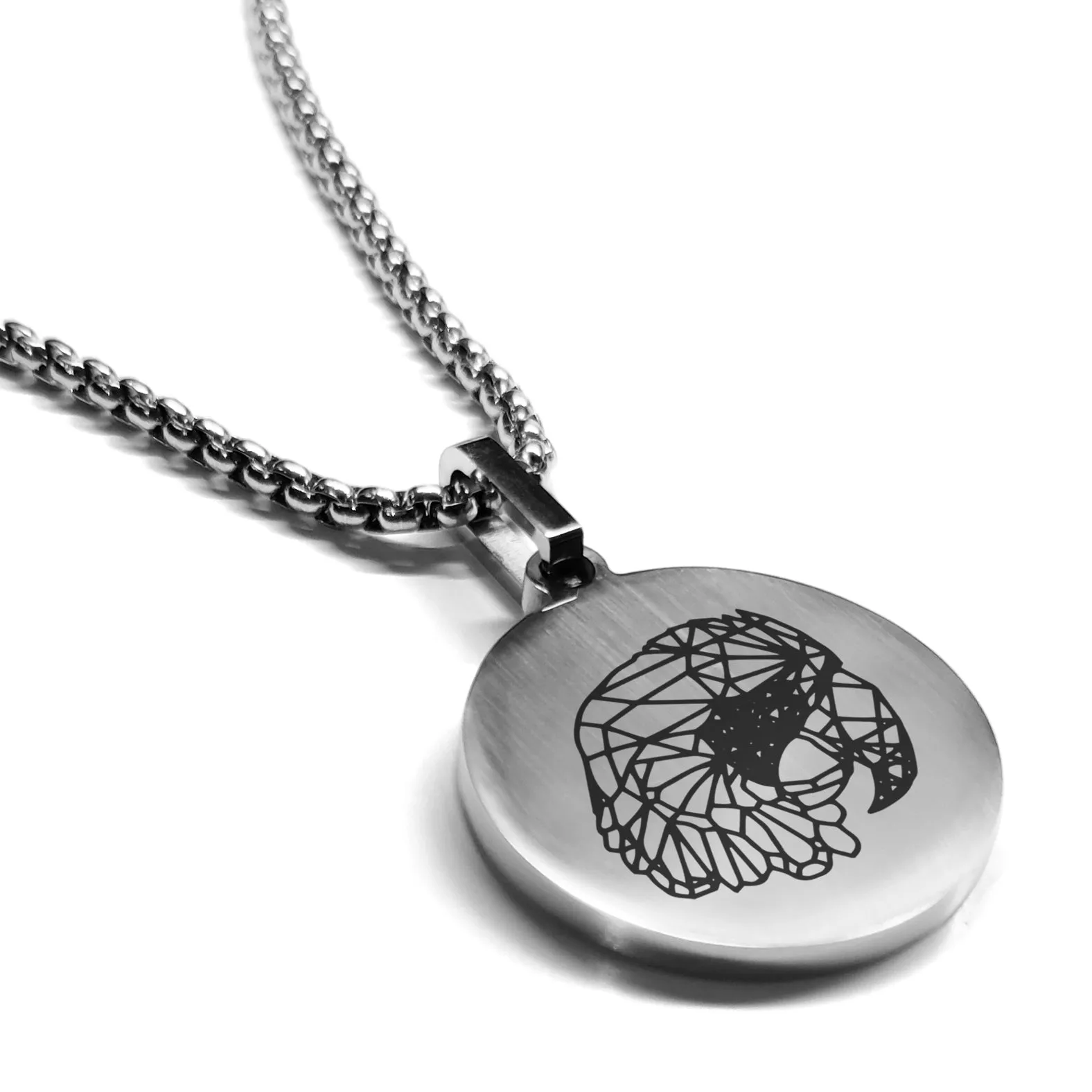 Stainless Steel Geometric Polygon Parrot Round Medallion Pendant
