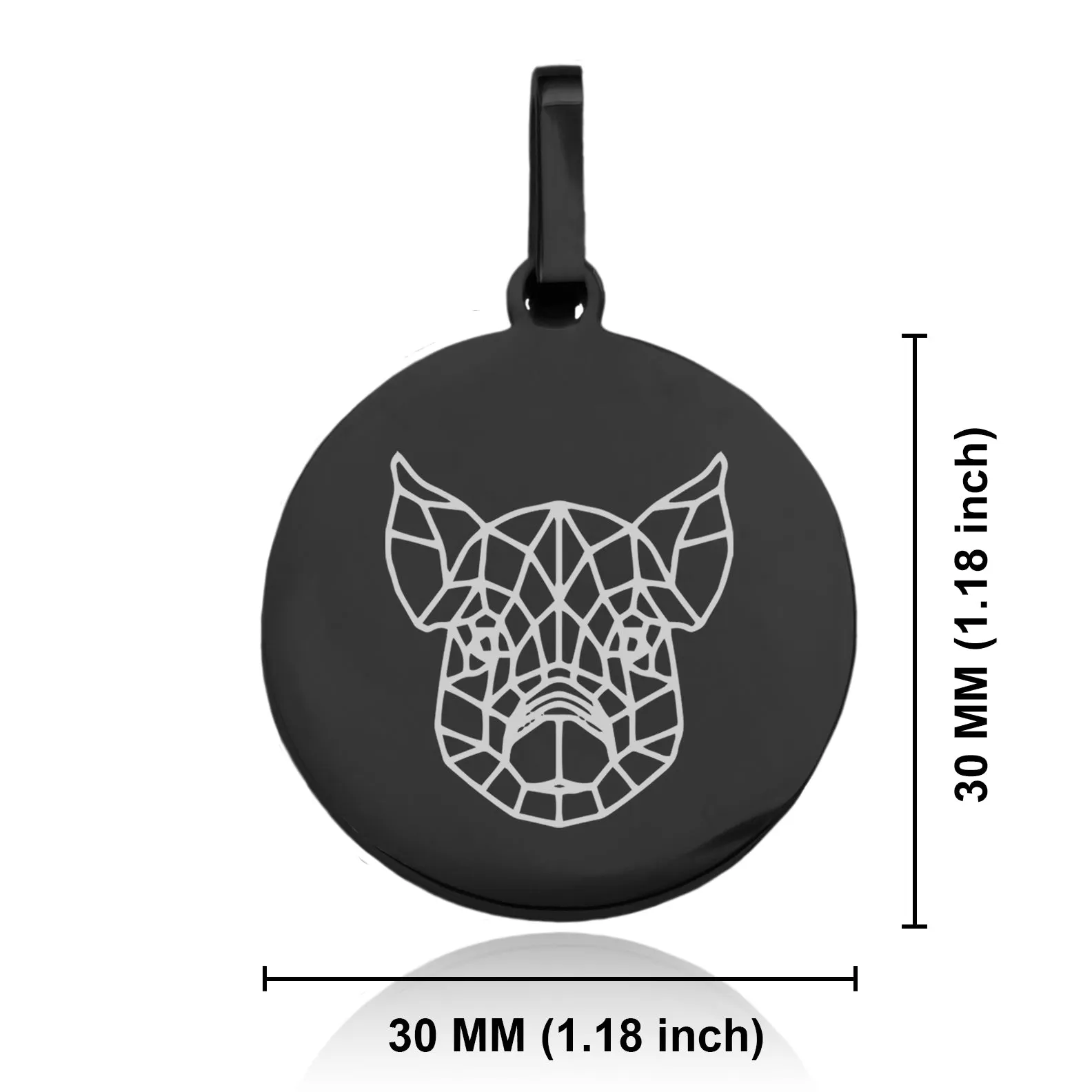 Stainless Steel Geometric Polygon Pig Round Medallion Keychain