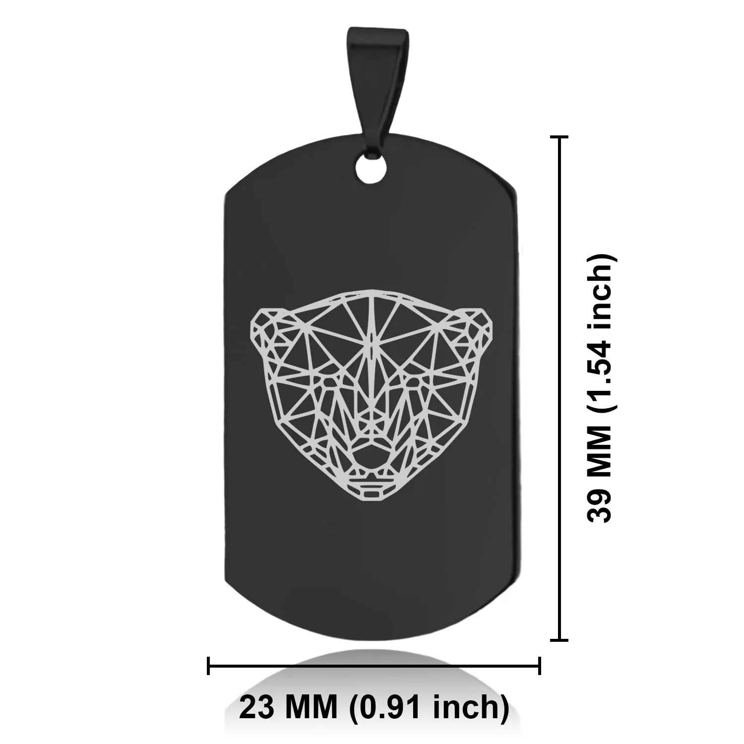 Stainless Steel Geometric Polygon Polar Bear Dog Tag Keychain