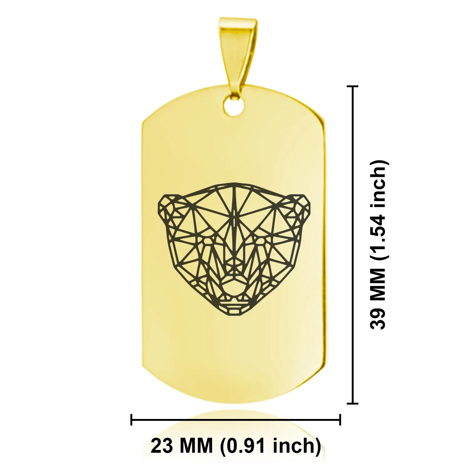 Stainless Steel Geometric Polygon Polar Bear Dog Tag Keychain