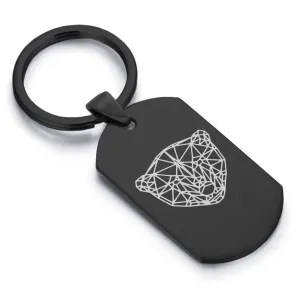 Stainless Steel Geometric Polygon Polar Bear Dog Tag Keychain