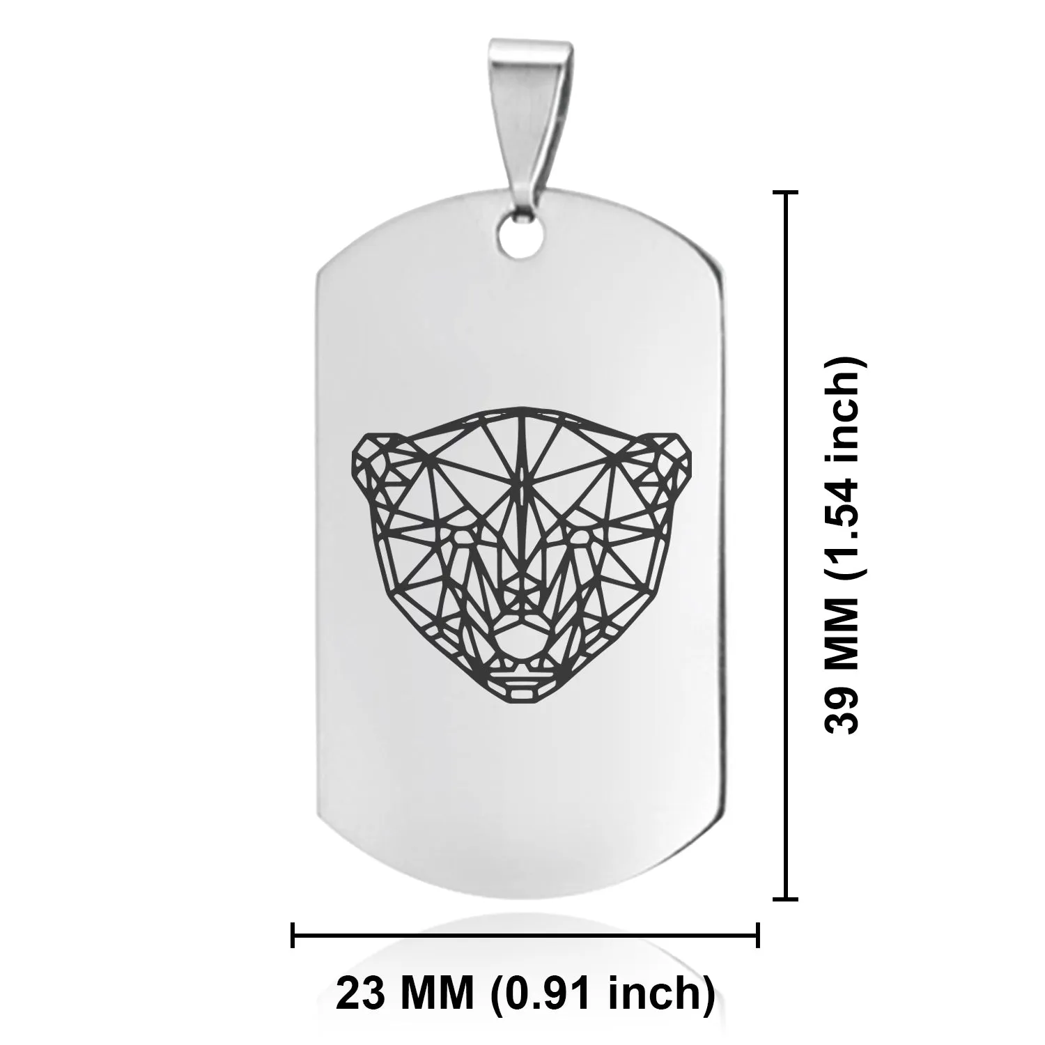 Stainless Steel Geometric Polygon Polar Bear Dog Tag Keychain