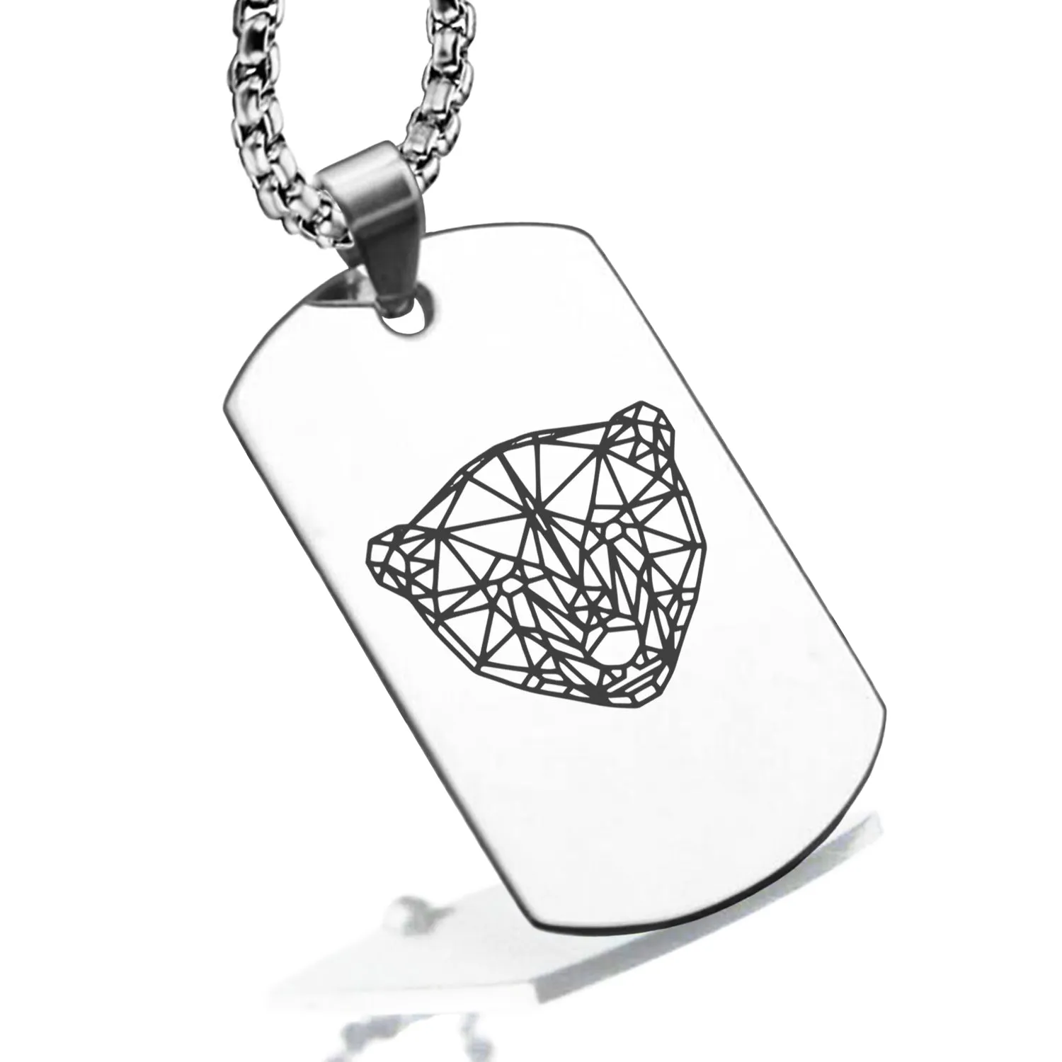 Stainless Steel Geometric Polygon Polar Bear Dog Tag Pendant