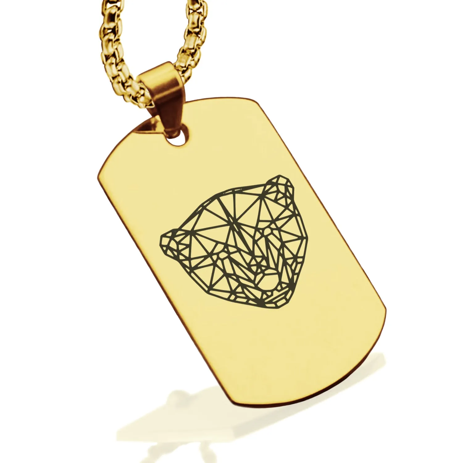 Stainless Steel Geometric Polygon Polar Bear Dog Tag Pendant