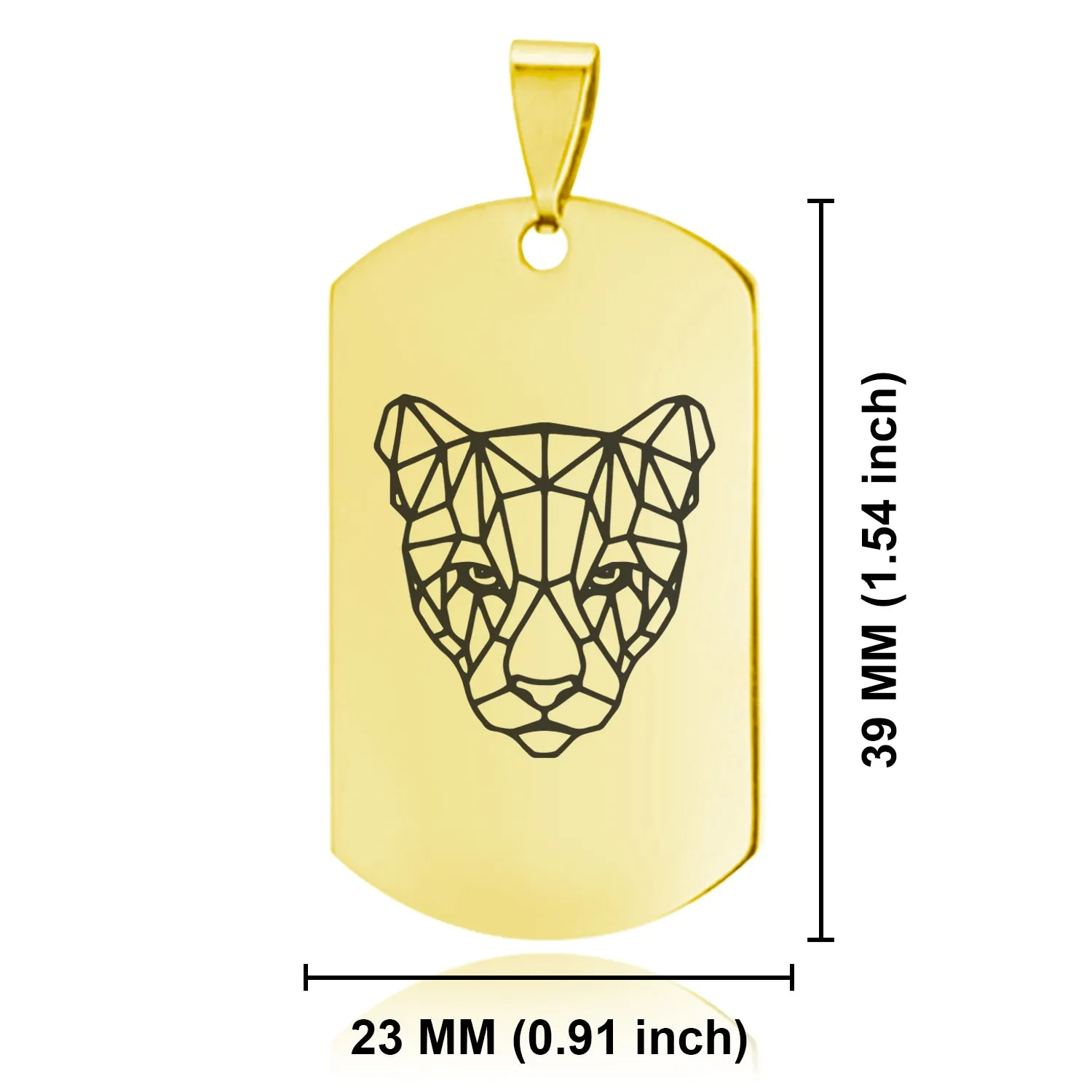 Stainless Steel Geometric Polygon Puma Dog Tag Keychain