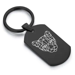 Stainless Steel Geometric Polygon Puma Dog Tag Keychain