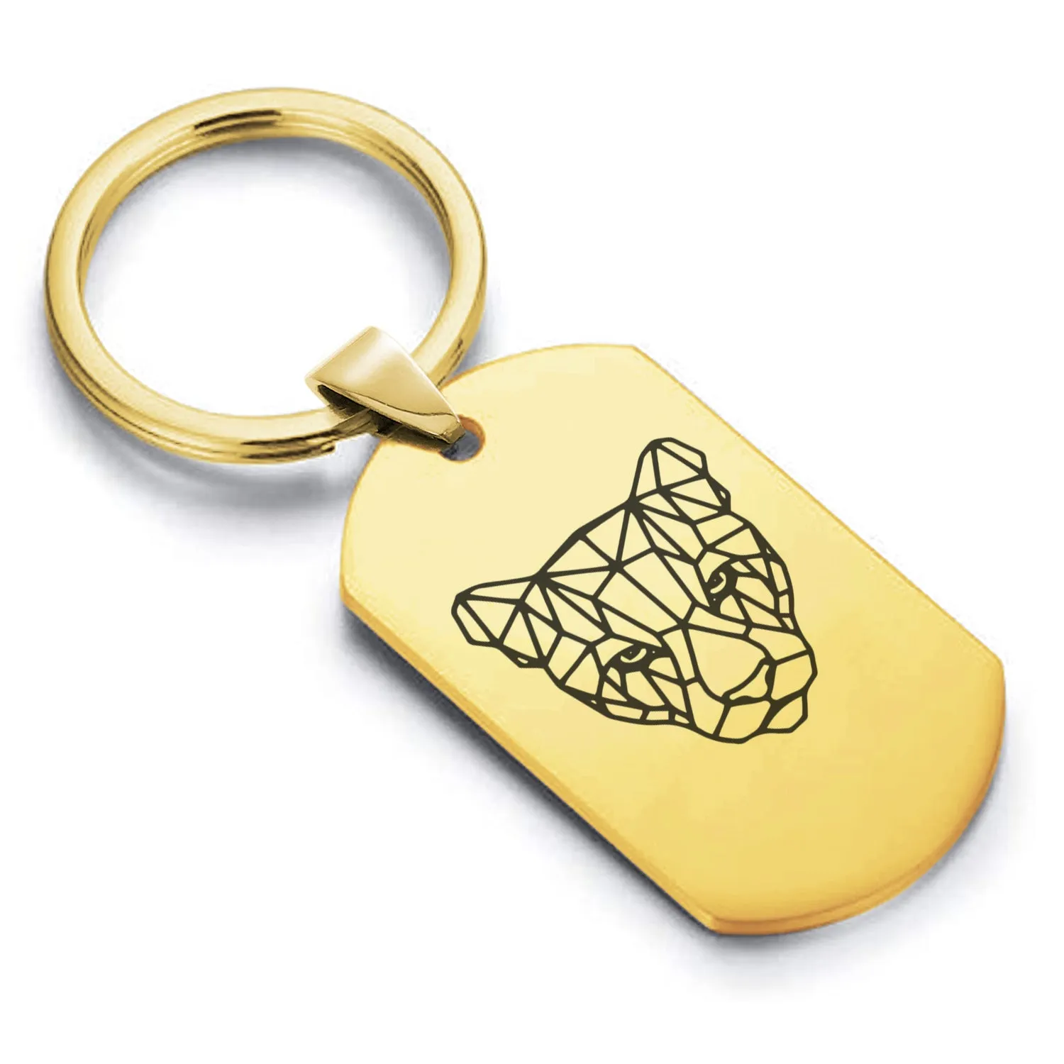 Stainless Steel Geometric Polygon Puma Dog Tag Keychain