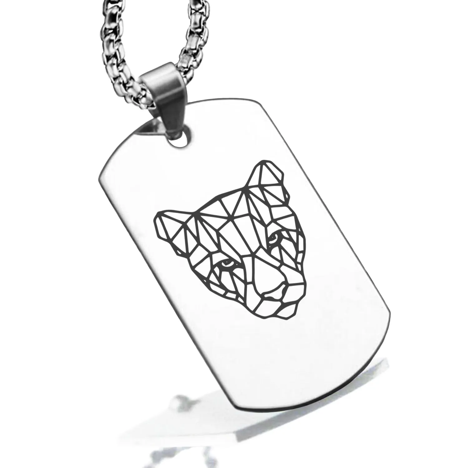 Stainless Steel Geometric Polygon Puma Dog Tag Pendant