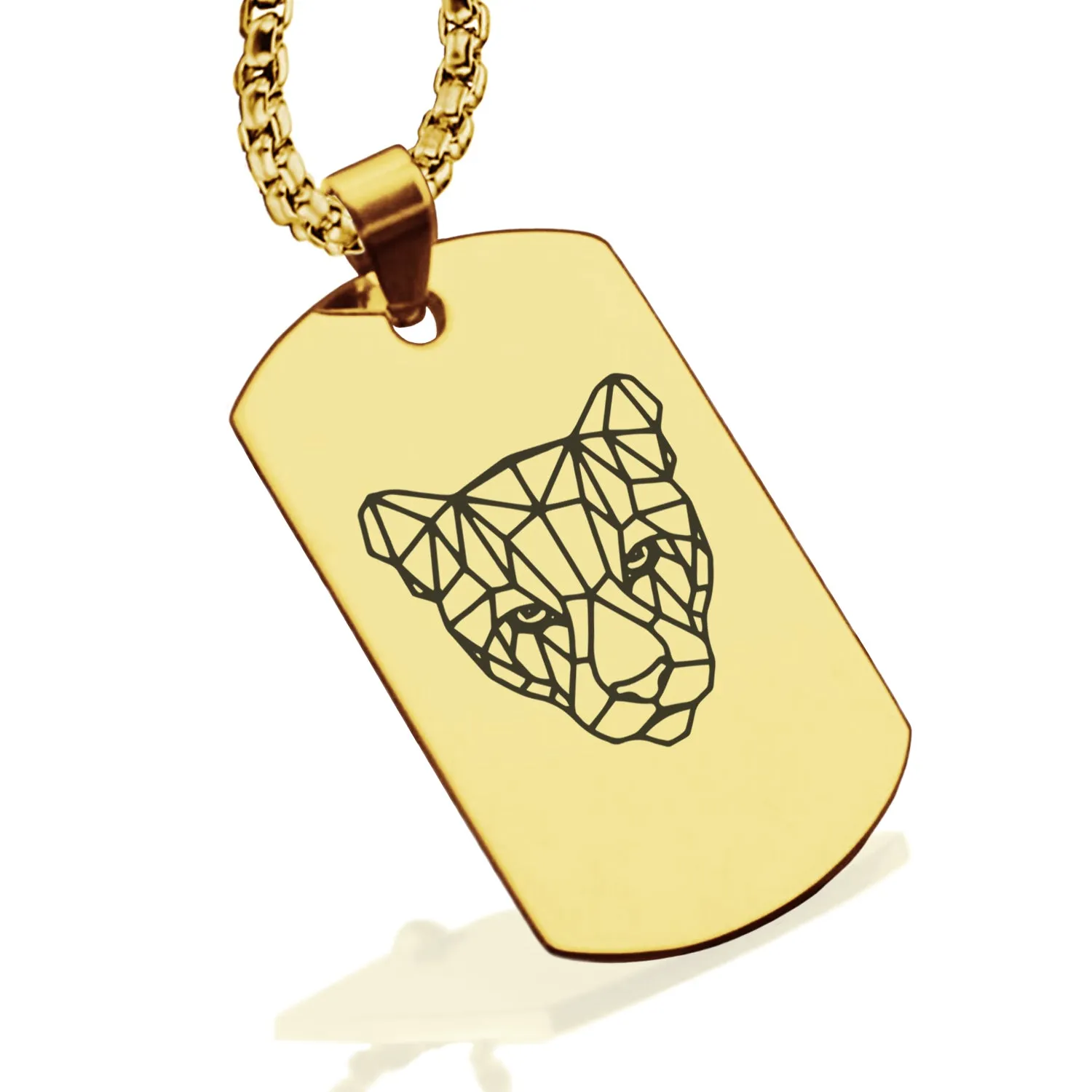 Stainless Steel Geometric Polygon Puma Dog Tag Pendant