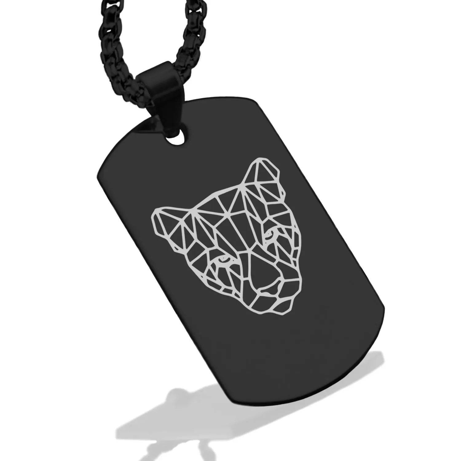 Stainless Steel Geometric Polygon Puma Dog Tag Pendant