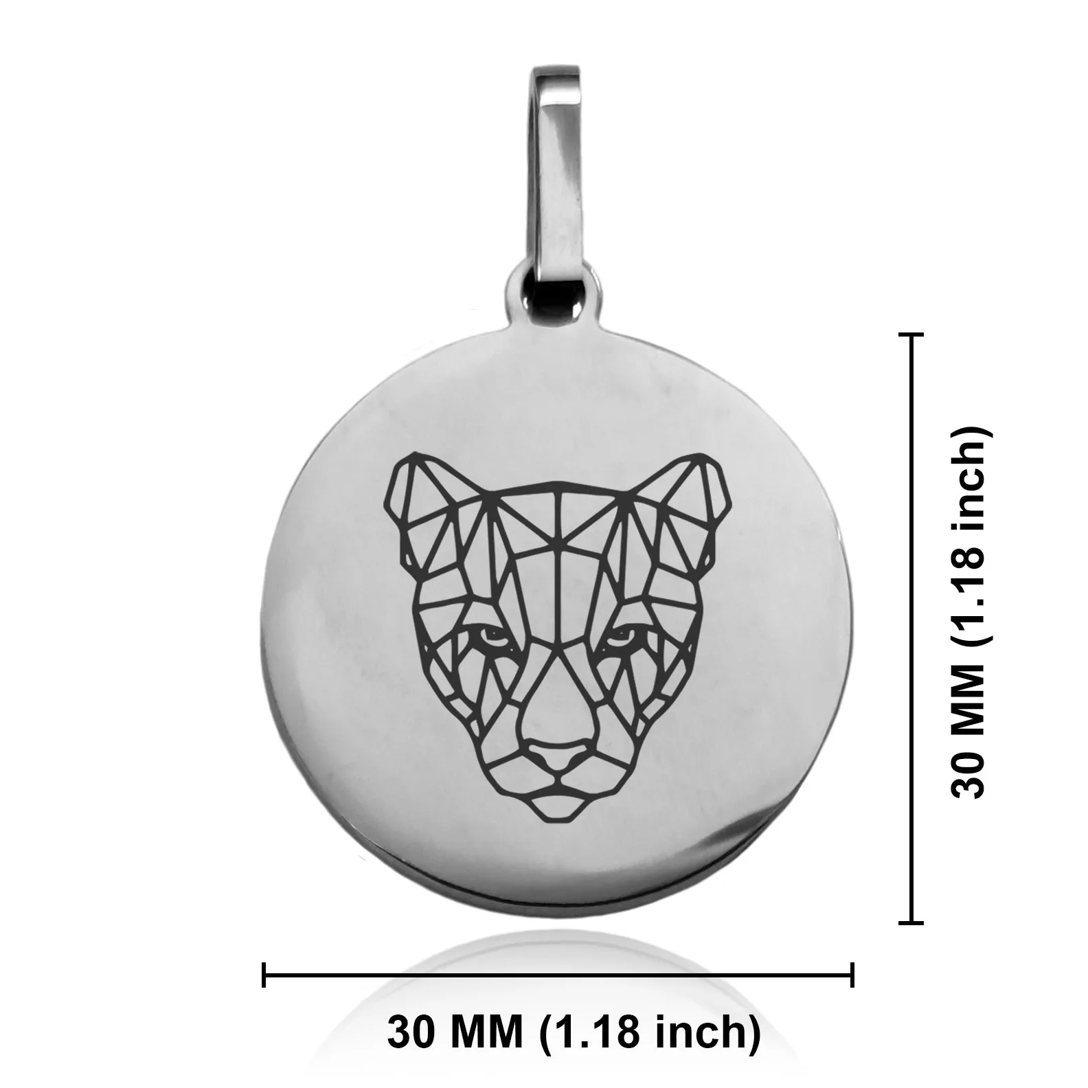 Stainless Steel Geometric Polygon Puma Round Medallion Keychain