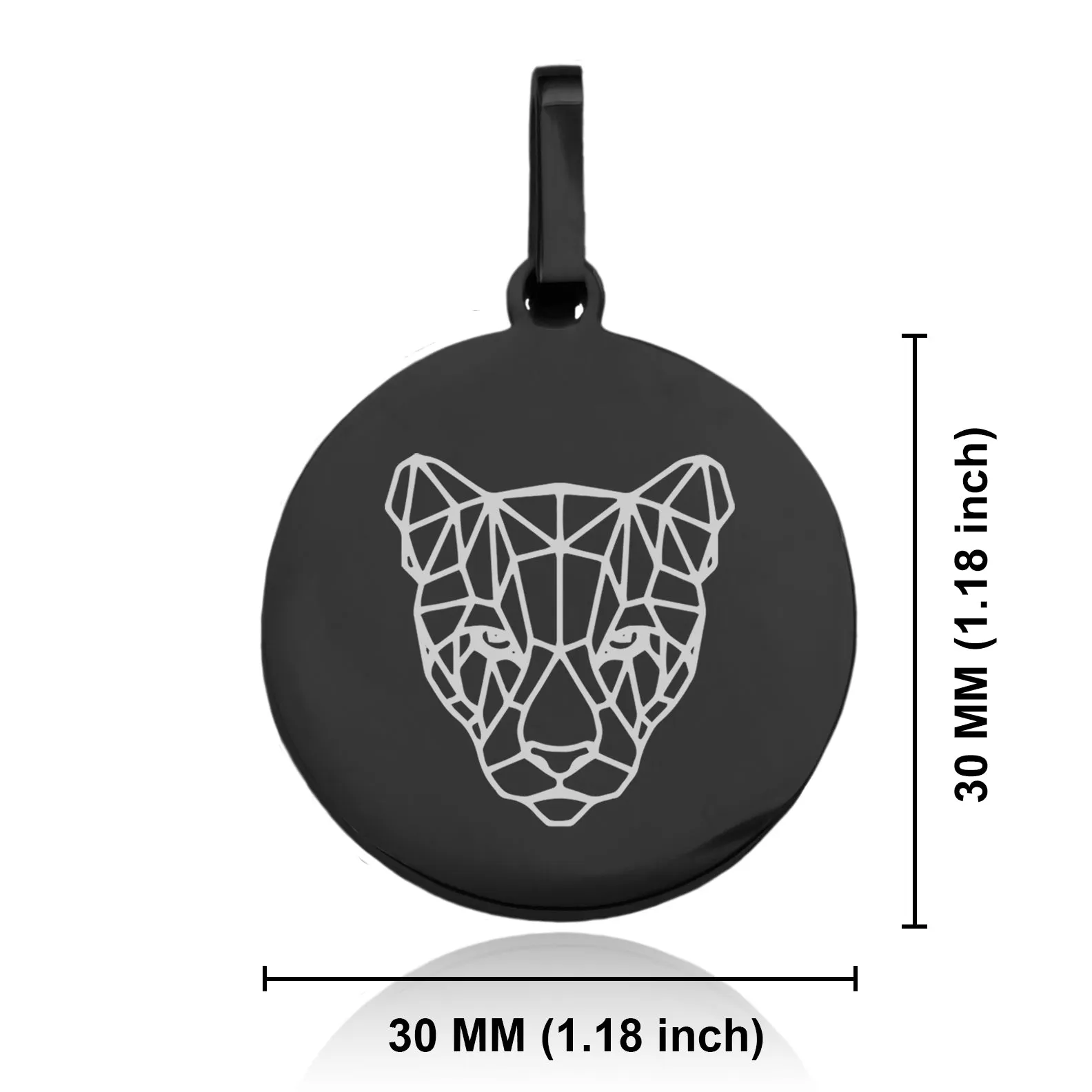 Stainless Steel Geometric Polygon Puma Round Medallion Keychain