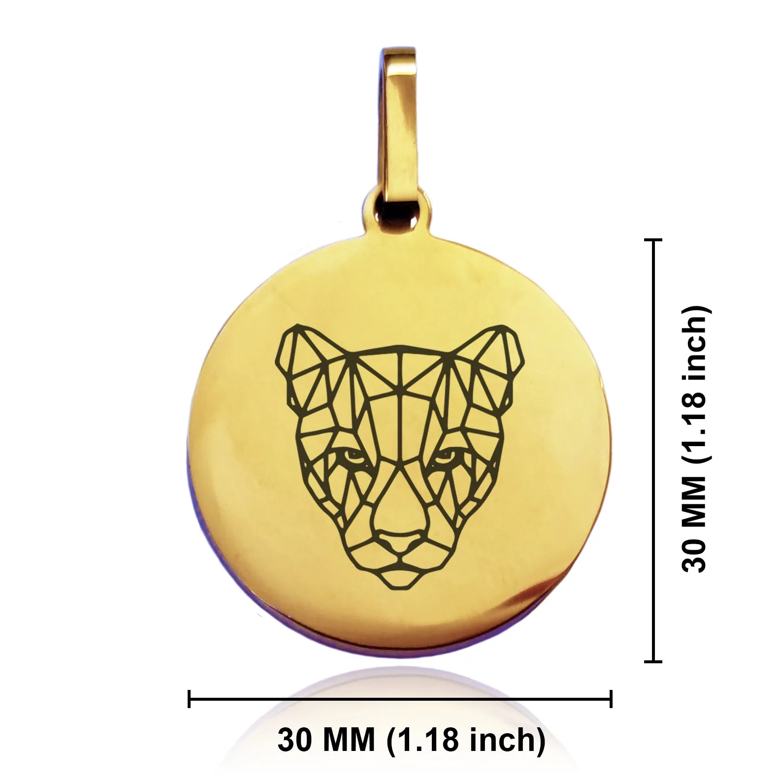 Stainless Steel Geometric Polygon Puma Round Medallion Pendant