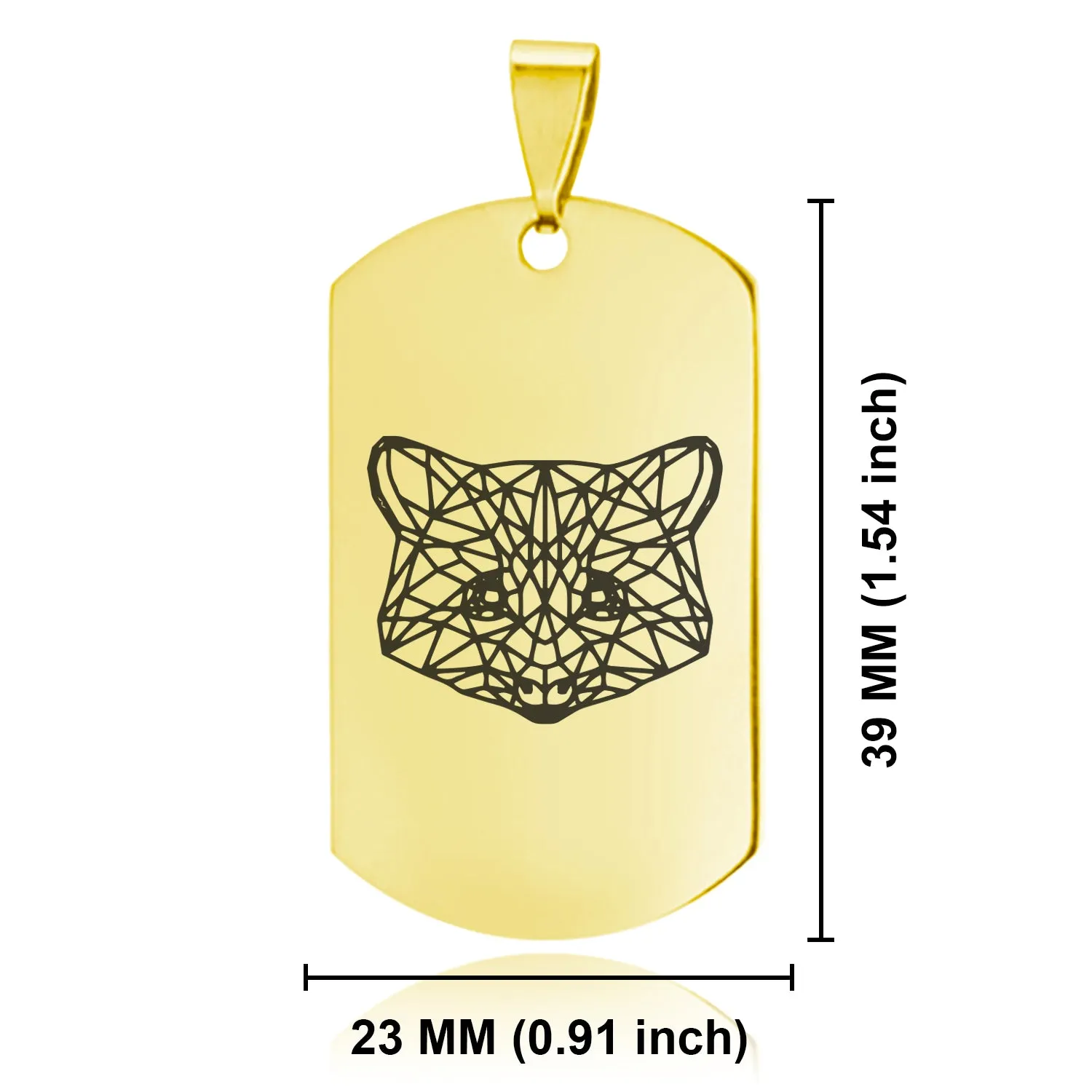 Stainless Steel Geometric Polygon Raccoon Dog Tag Pendant