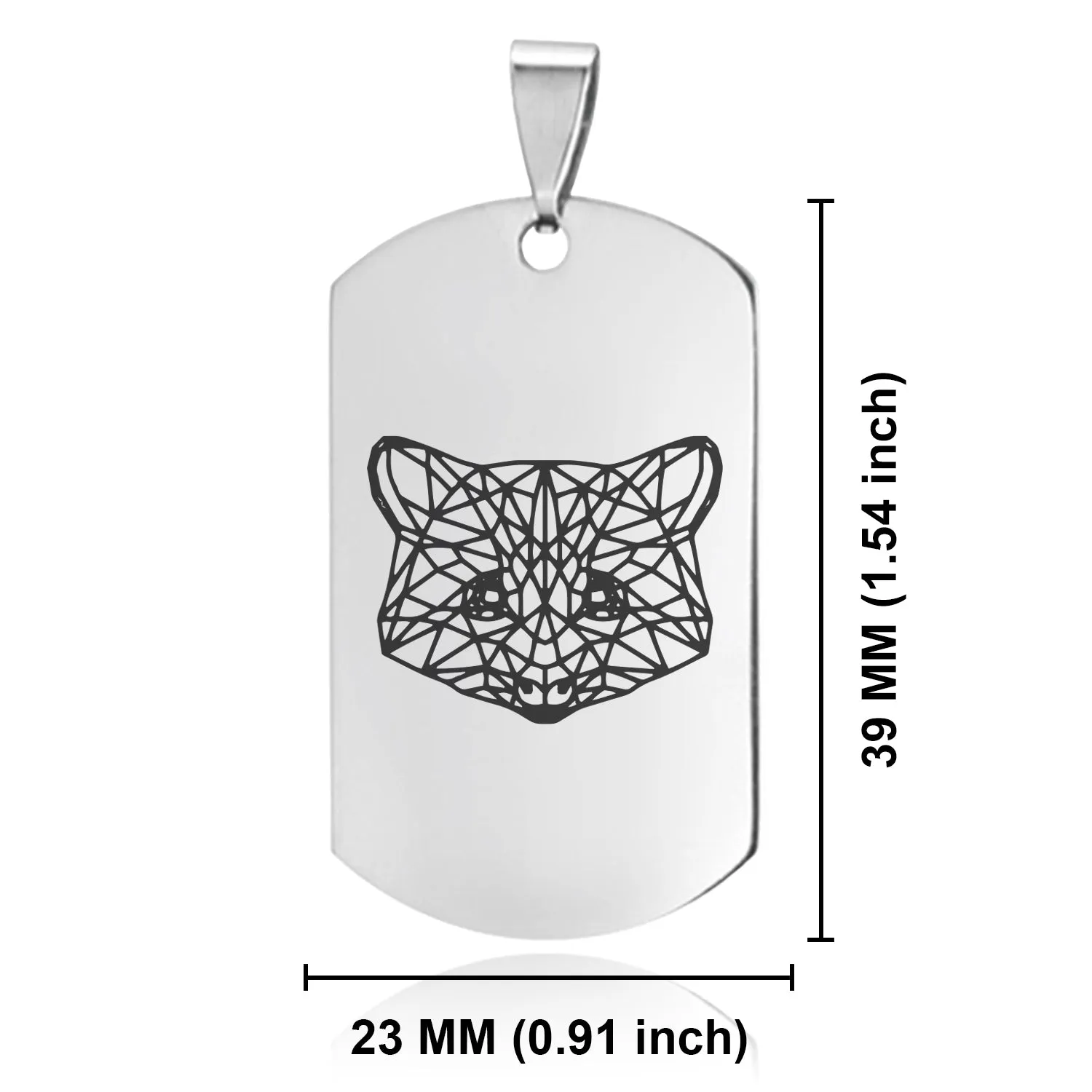Stainless Steel Geometric Polygon Raccoon Dog Tag Pendant