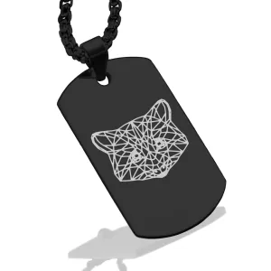 Stainless Steel Geometric Polygon Raccoon Dog Tag Pendant
