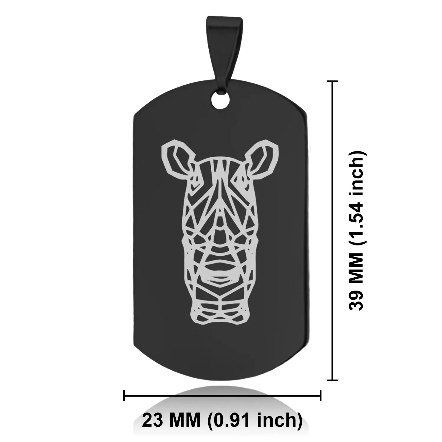 Stainless Steel Geometric Polygon Rhino Dog Tag Keychain