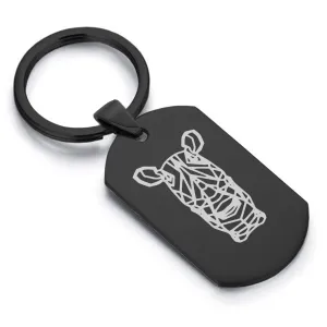 Stainless Steel Geometric Polygon Rhino Dog Tag Keychain