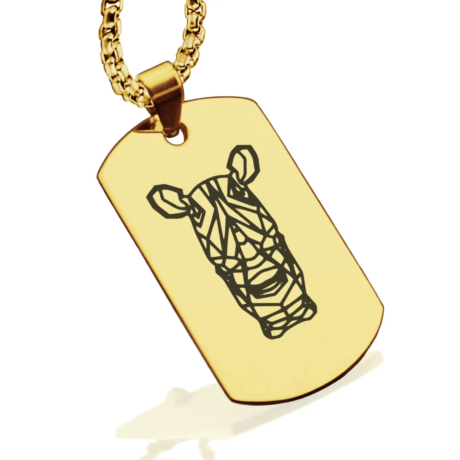 Stainless Steel Geometric Polygon Rhino Dog Tag Pendant