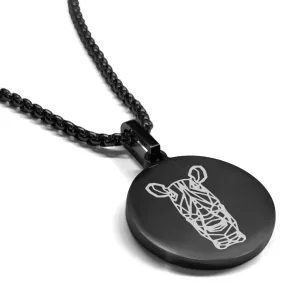 Stainless Steel Geometric Polygon Rhino Round Medallion Pendant