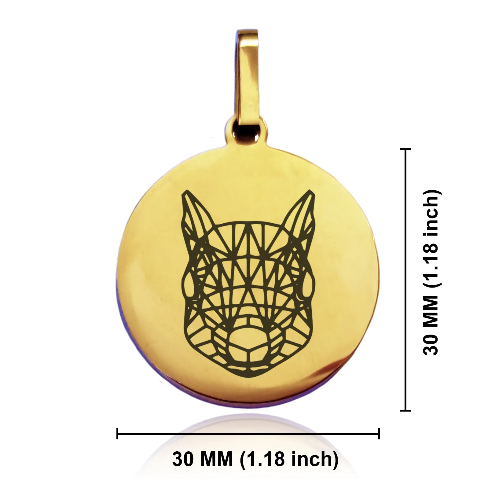 Stainless Steel Geometric Polygon Squirrel Round Medallion Keychain