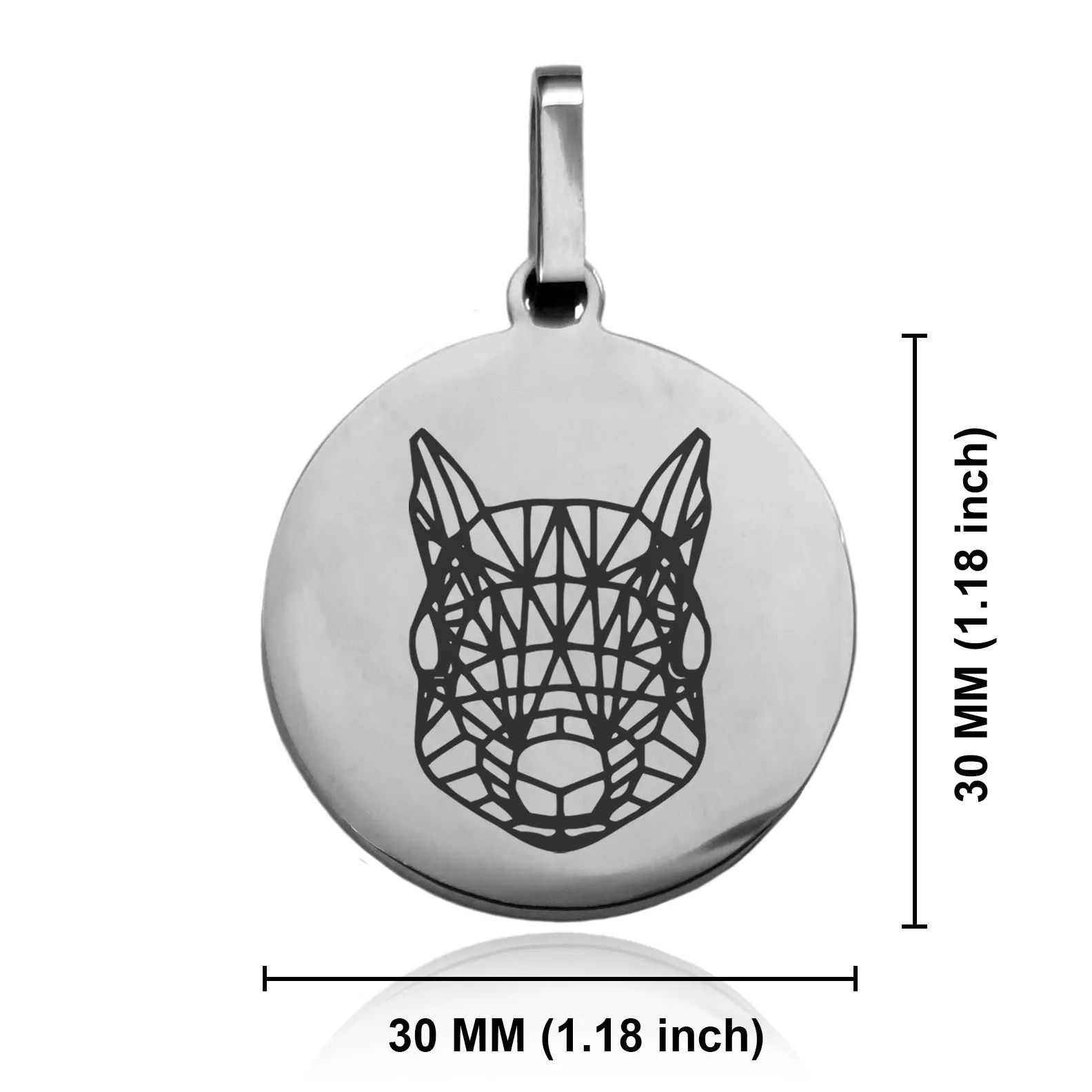 Stainless Steel Geometric Polygon Squirrel Round Medallion Keychain