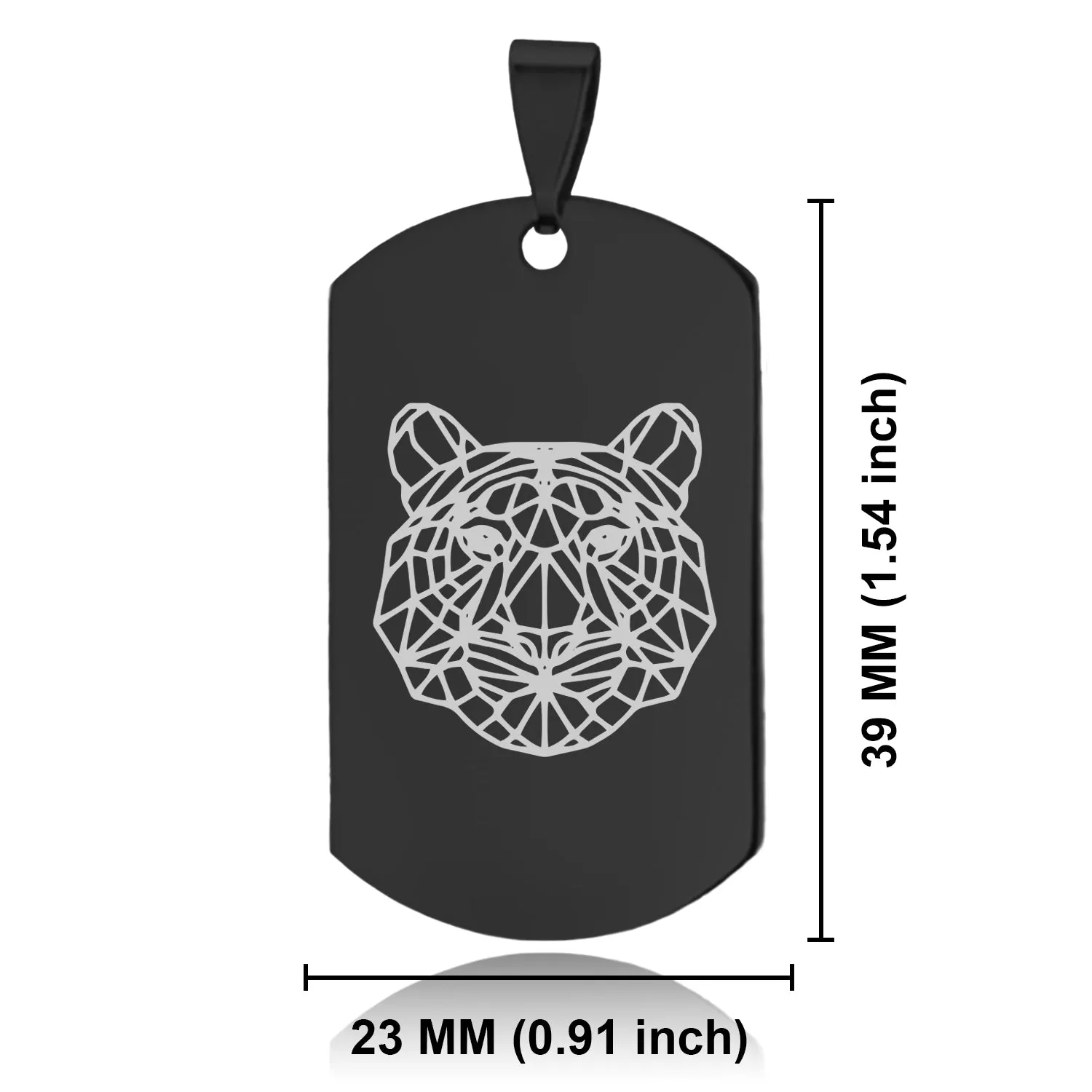Stainless Steel Geometric Polygon Tiger Dog Tag Keychain