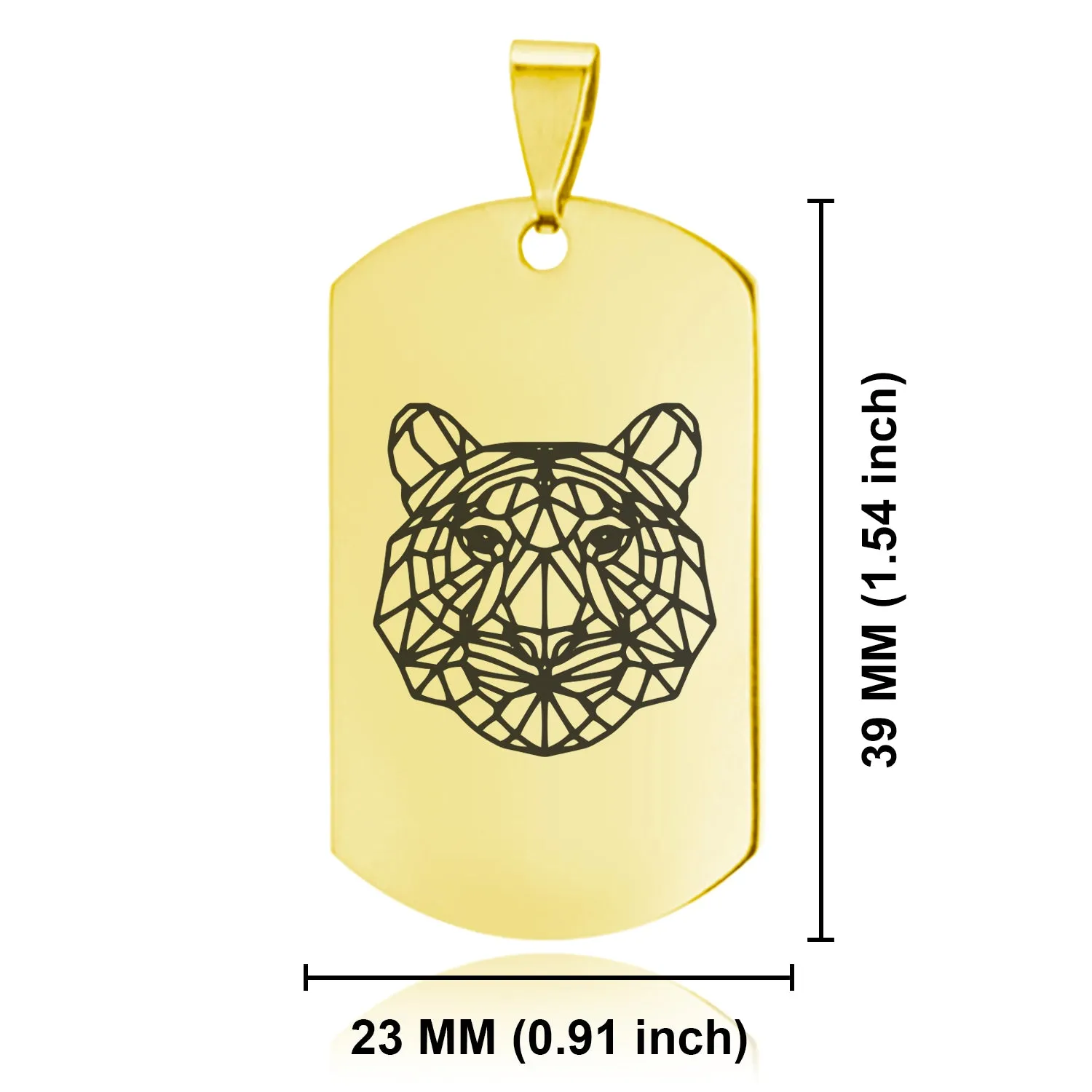 Stainless Steel Geometric Polygon Tiger Dog Tag Keychain
