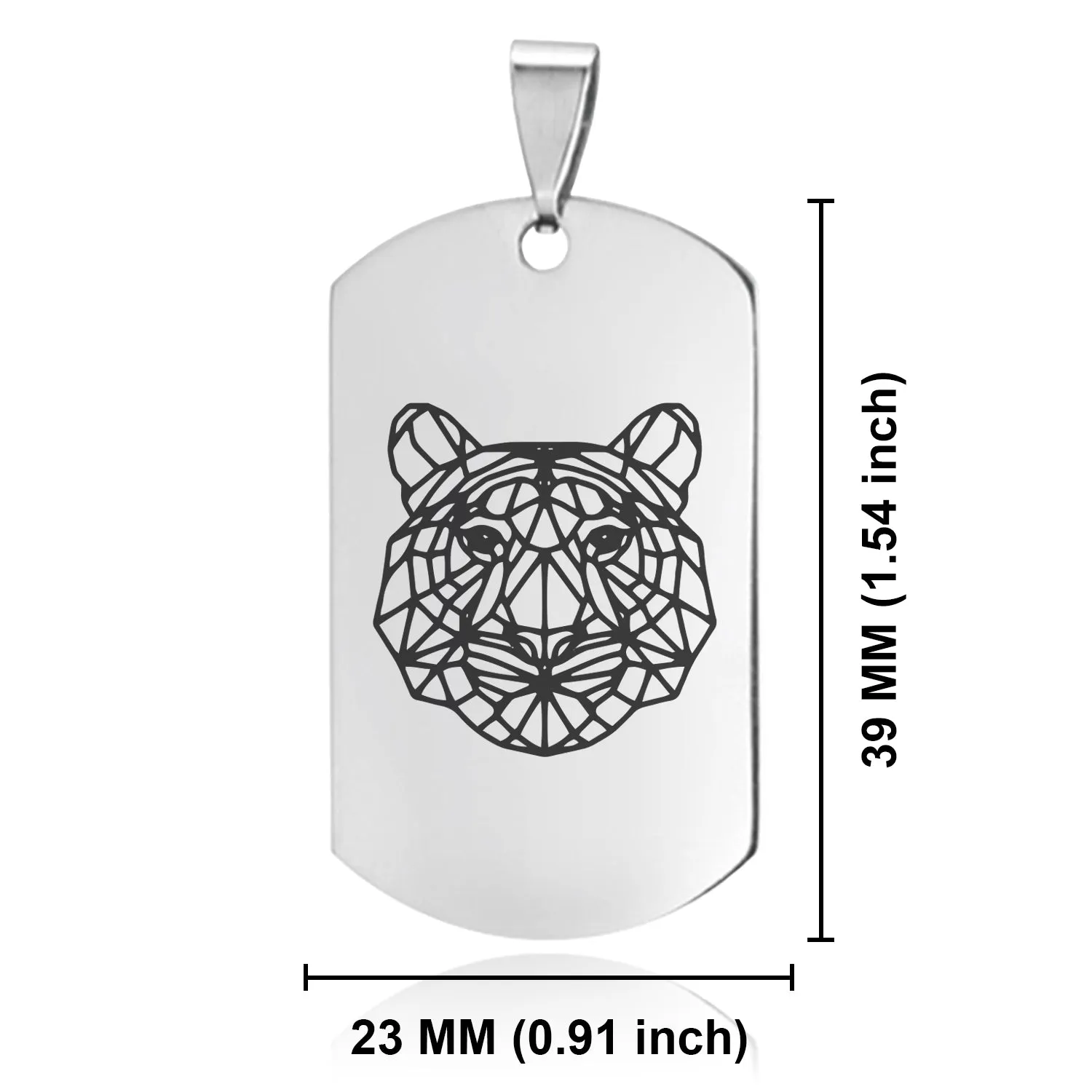 Stainless Steel Geometric Polygon Tiger Dog Tag Keychain