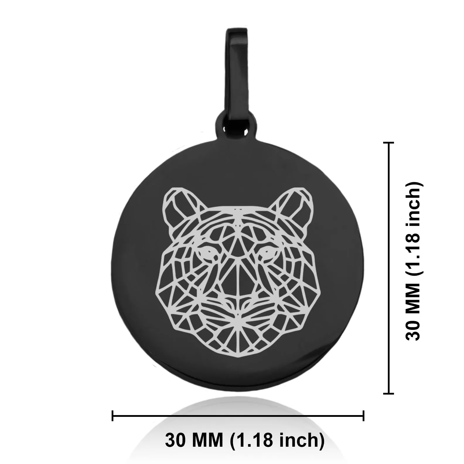 Stainless Steel Geometric Polygon Tiger Round Medallion Pendant