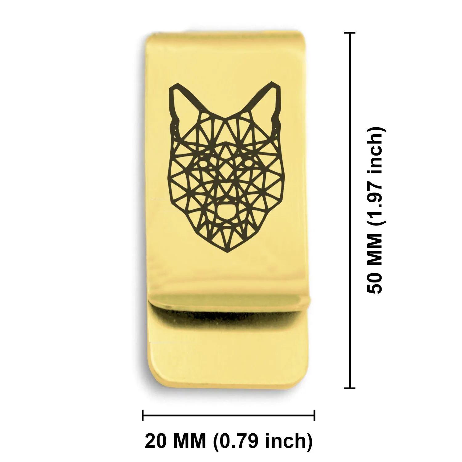 Stainless Steel Geometric Polygon Wolf Classic Slim Money Clip