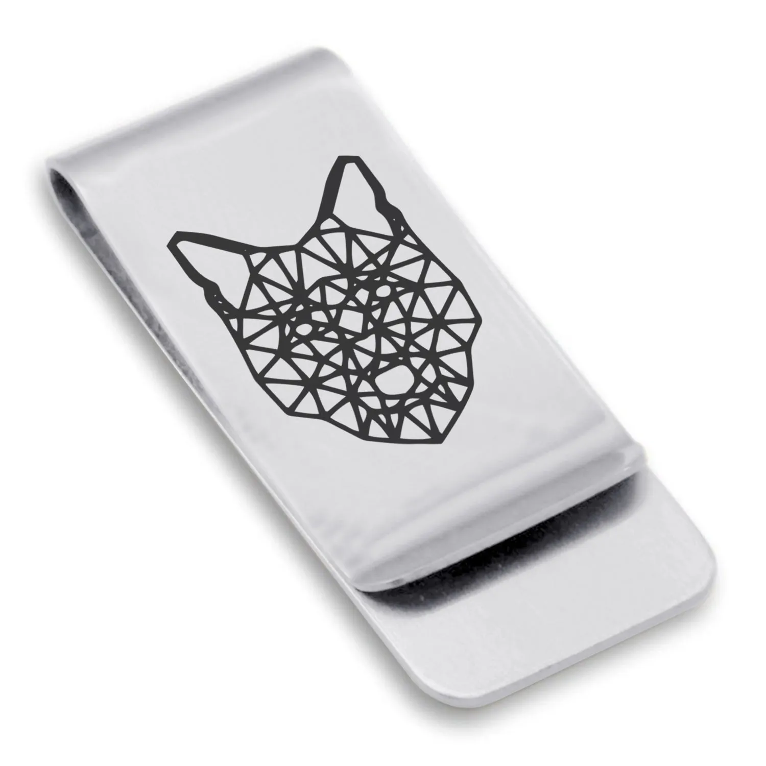 Stainless Steel Geometric Polygon Wolf Classic Slim Money Clip
