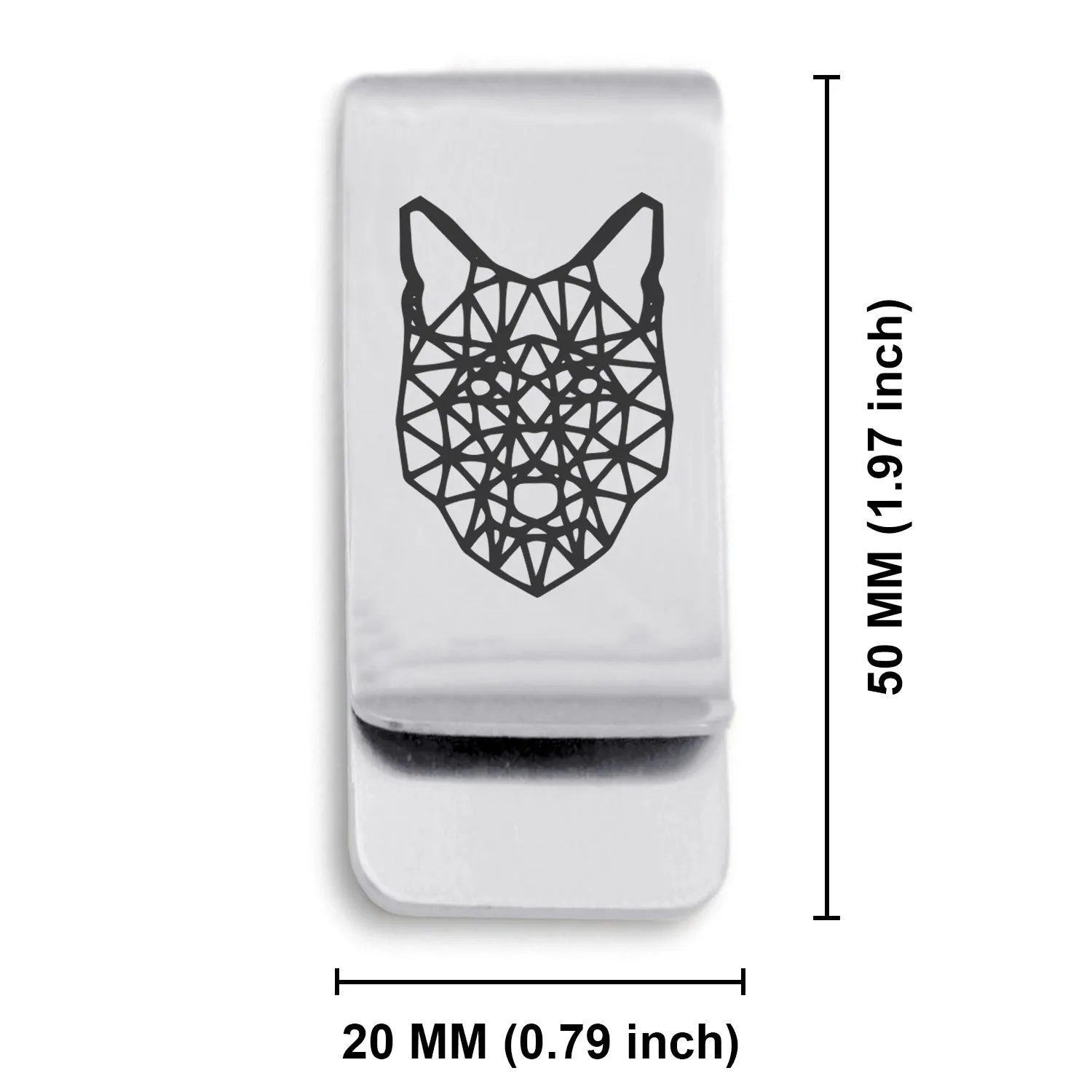 Stainless Steel Geometric Polygon Wolf Classic Slim Money Clip
