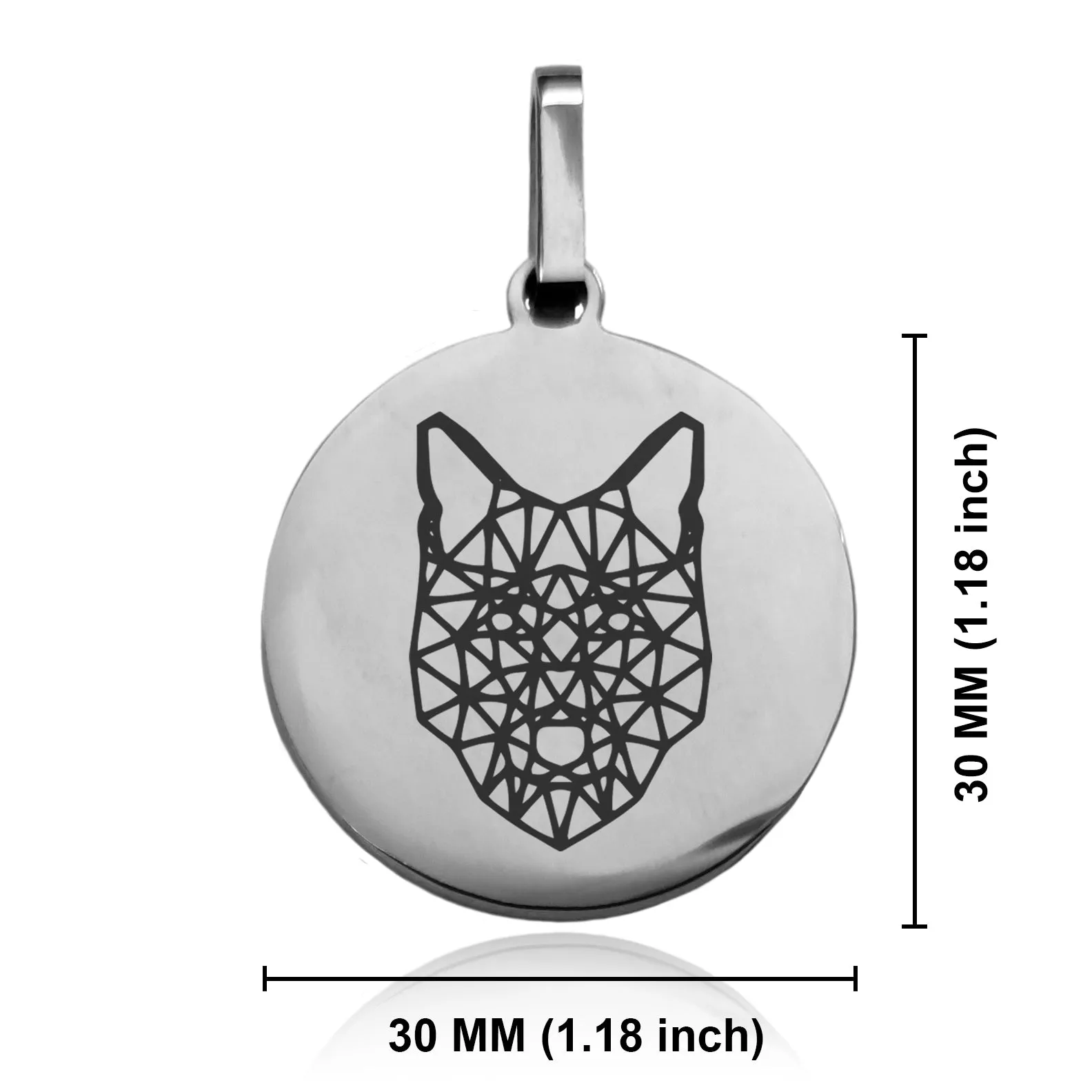 Stainless Steel Geometric Polygon Wolf Round Medallion Pendant