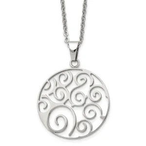 Stainless Steel Polished Fancy Swirl 22in Necklace